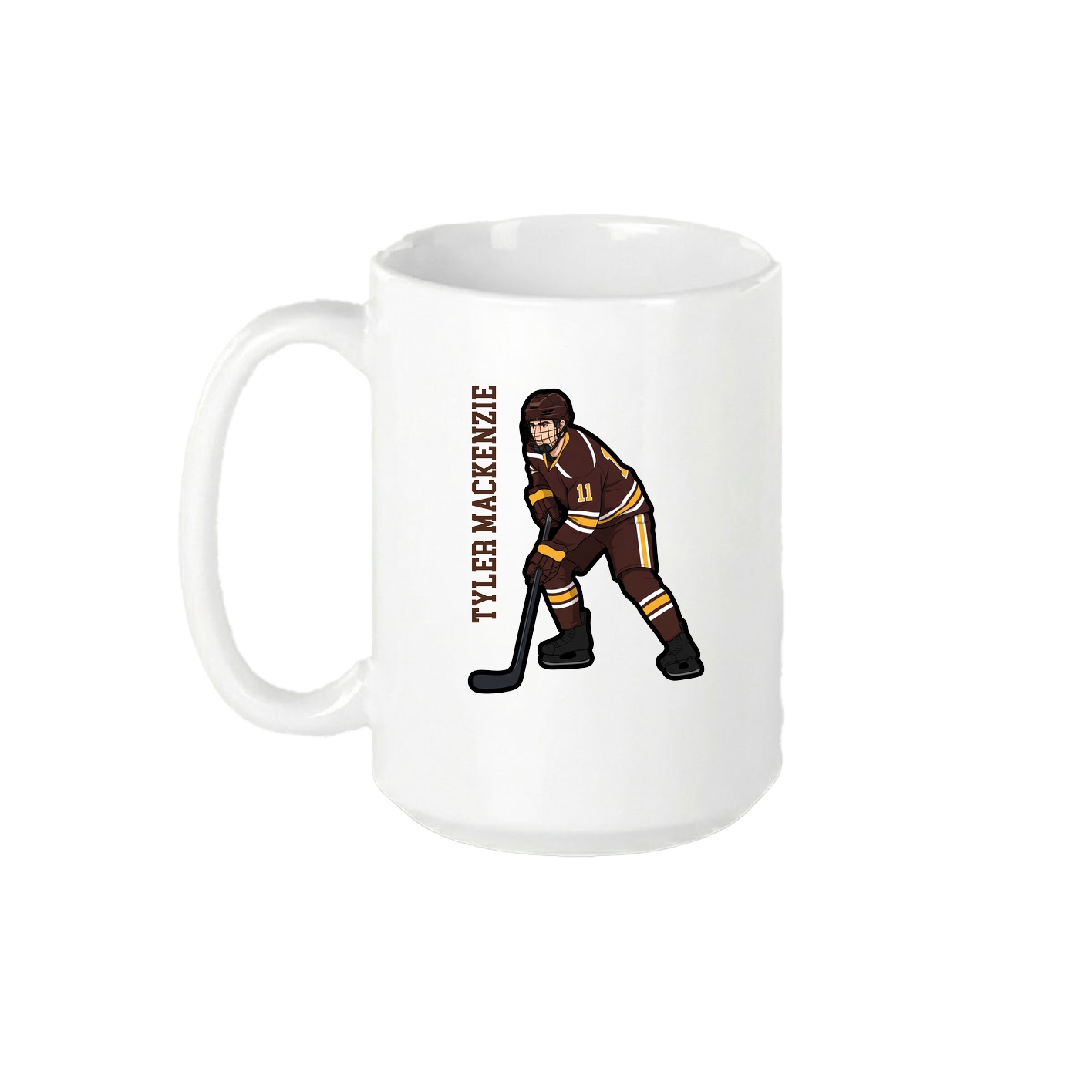 15oz Coffee Mug — Name Vertical in White