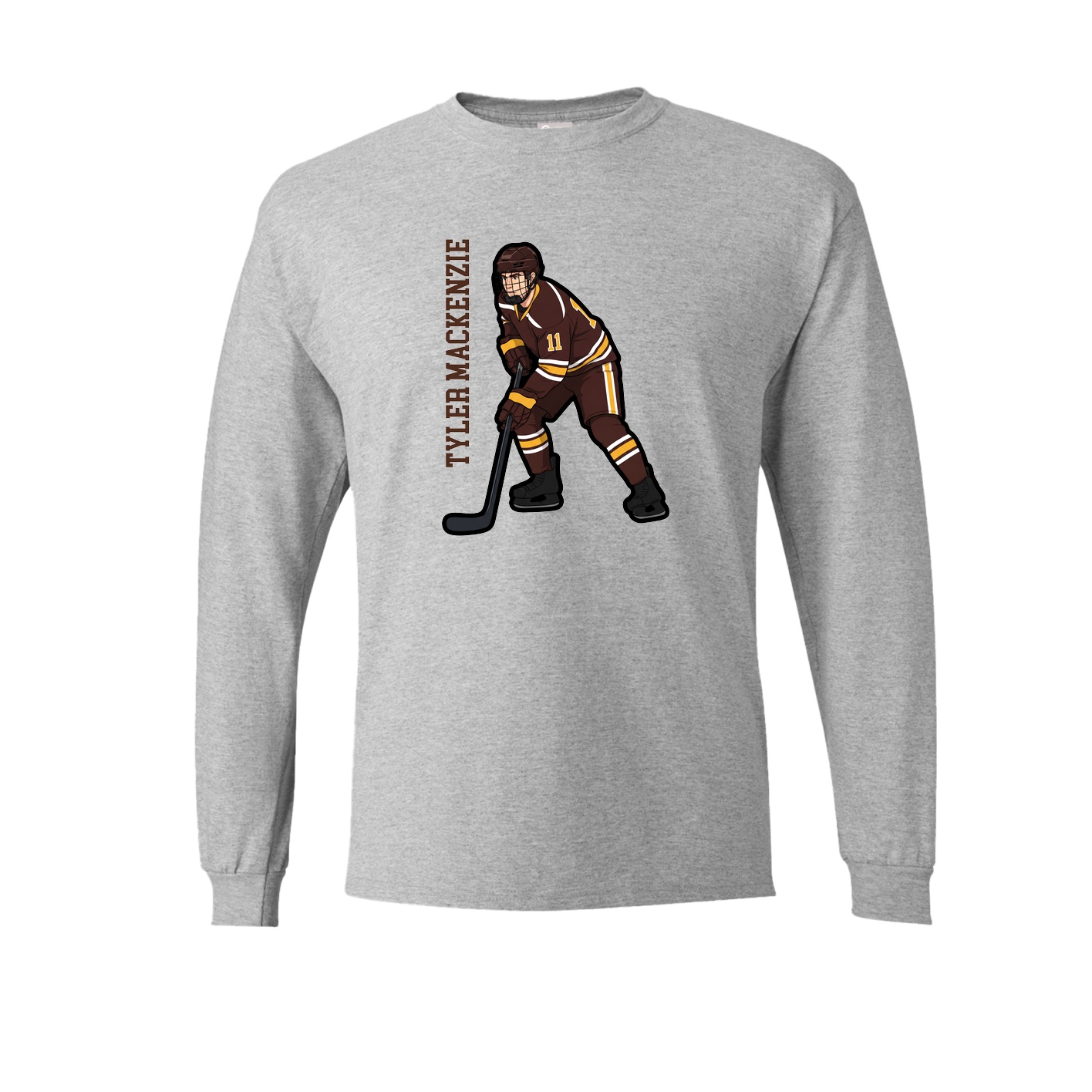 Long Sleeve Tee — Name Vertical in Grey