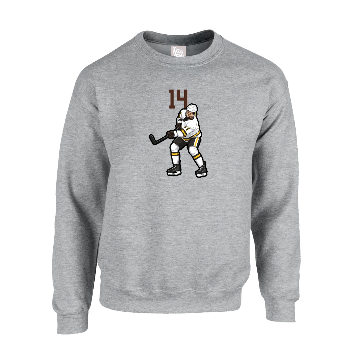 Fleece Crew — Number Top in Grey