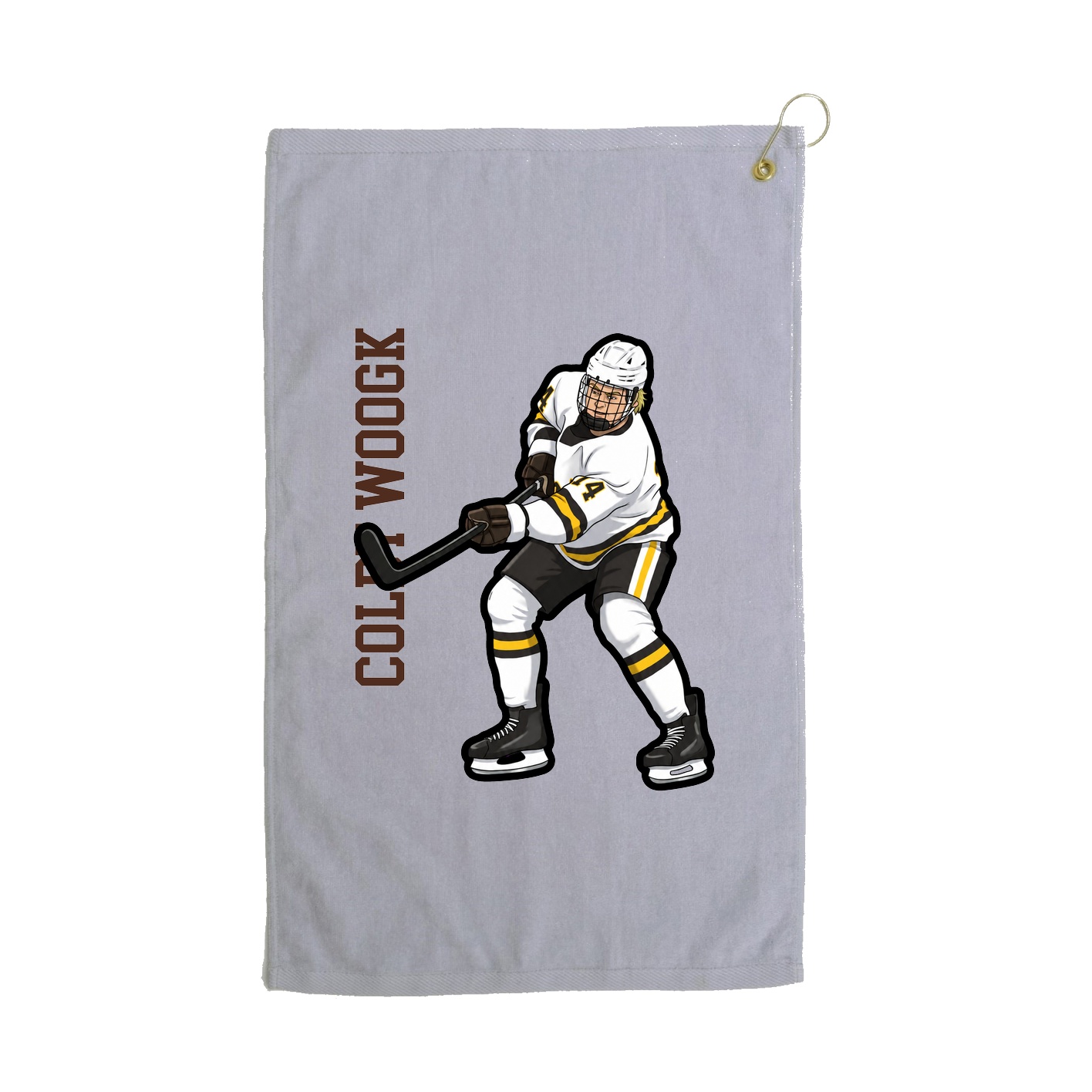 Golf Towel — Name Vertical in Grey