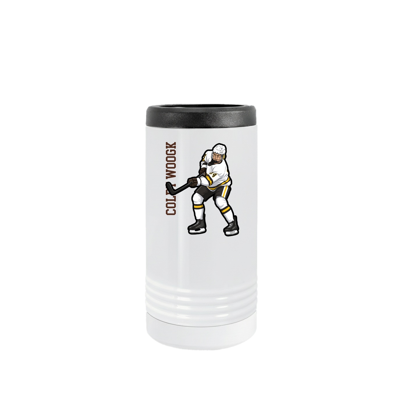 Slim Beverage Holder — Name Vertical in White