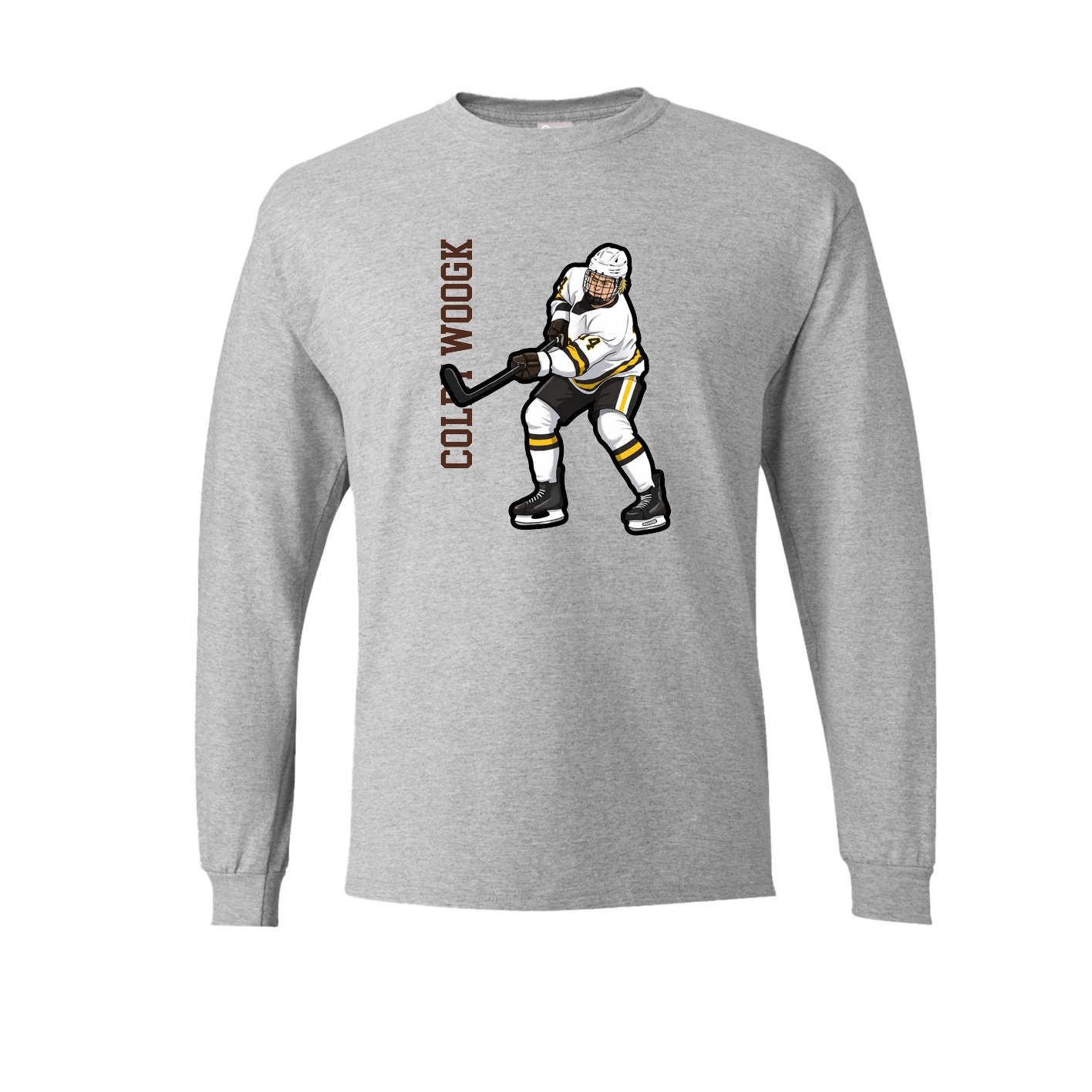 Long Sleeve Tee — Name Vertical in Grey