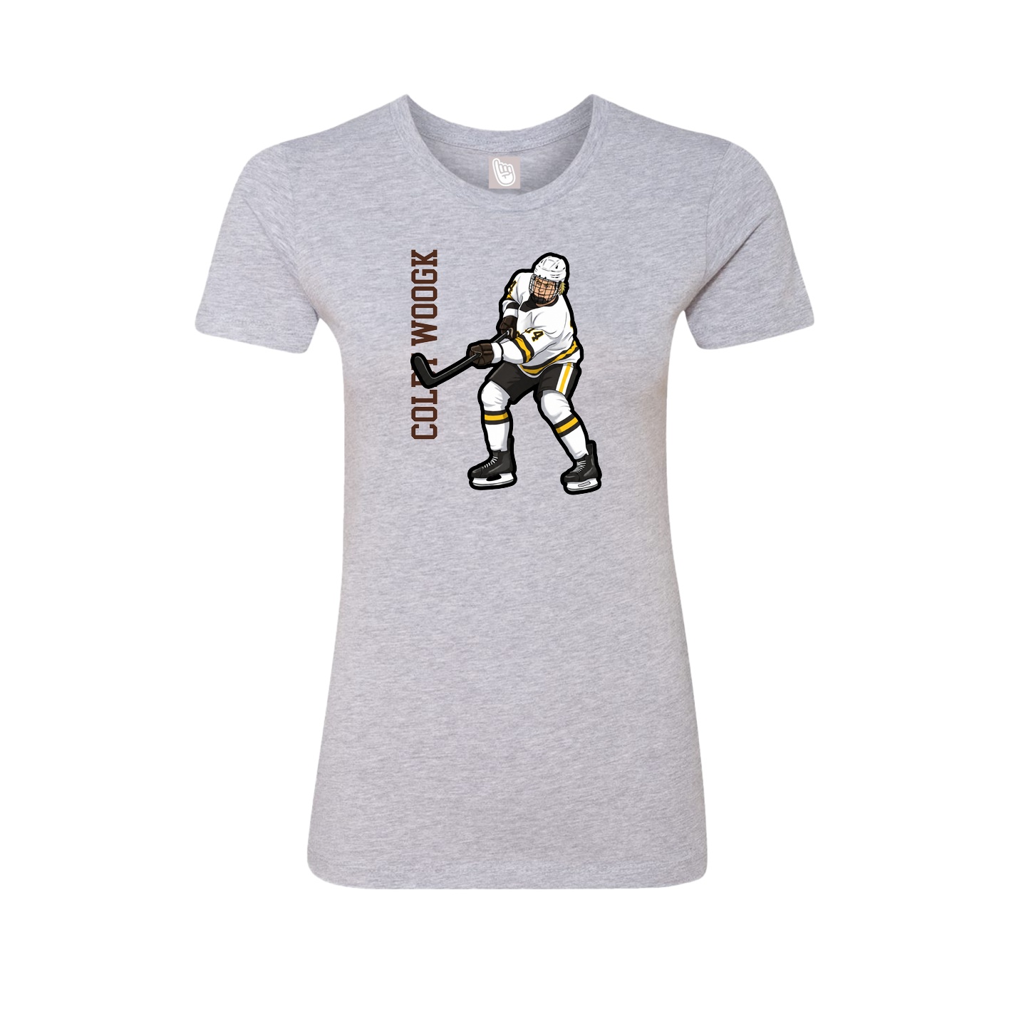 Fitted Women's Tee — Name Vertical in Grey