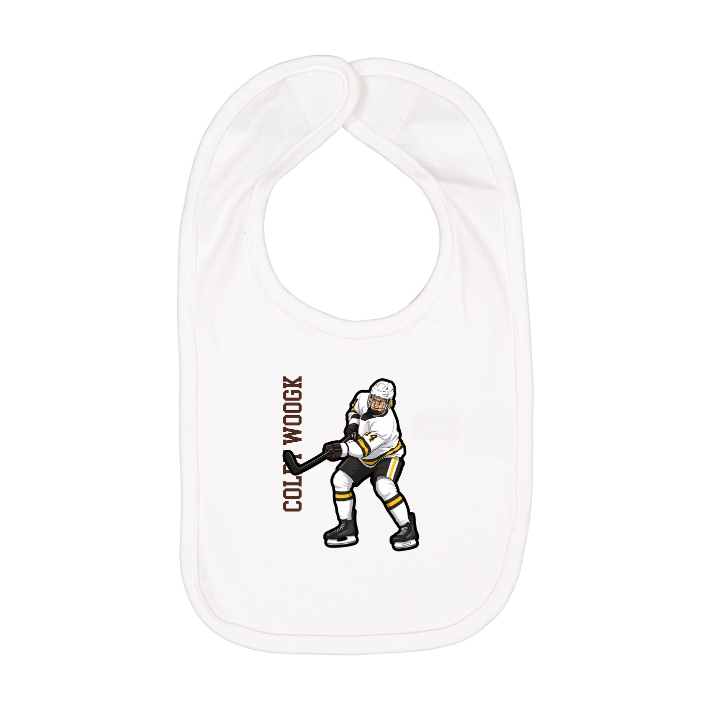 Infant Bib — Name Vertical in White