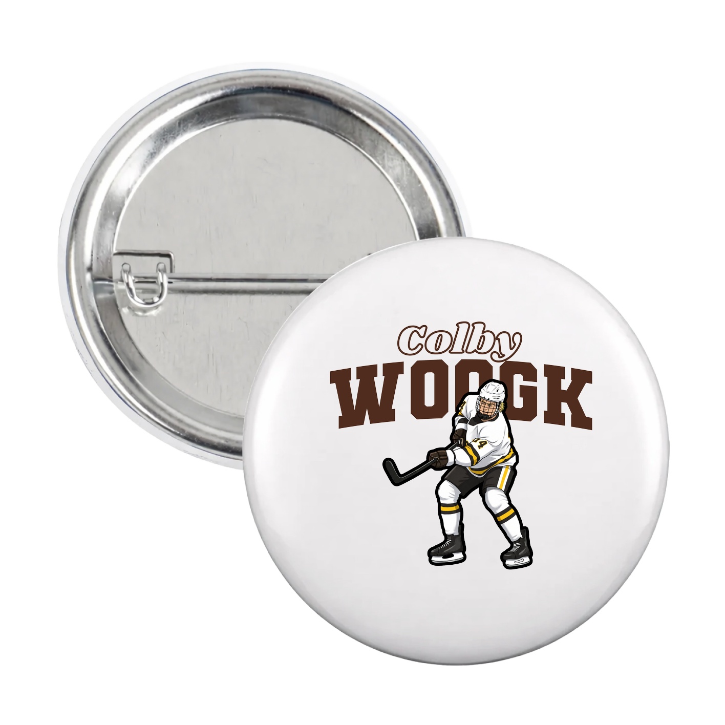 Game Day Button — Name Arch in White