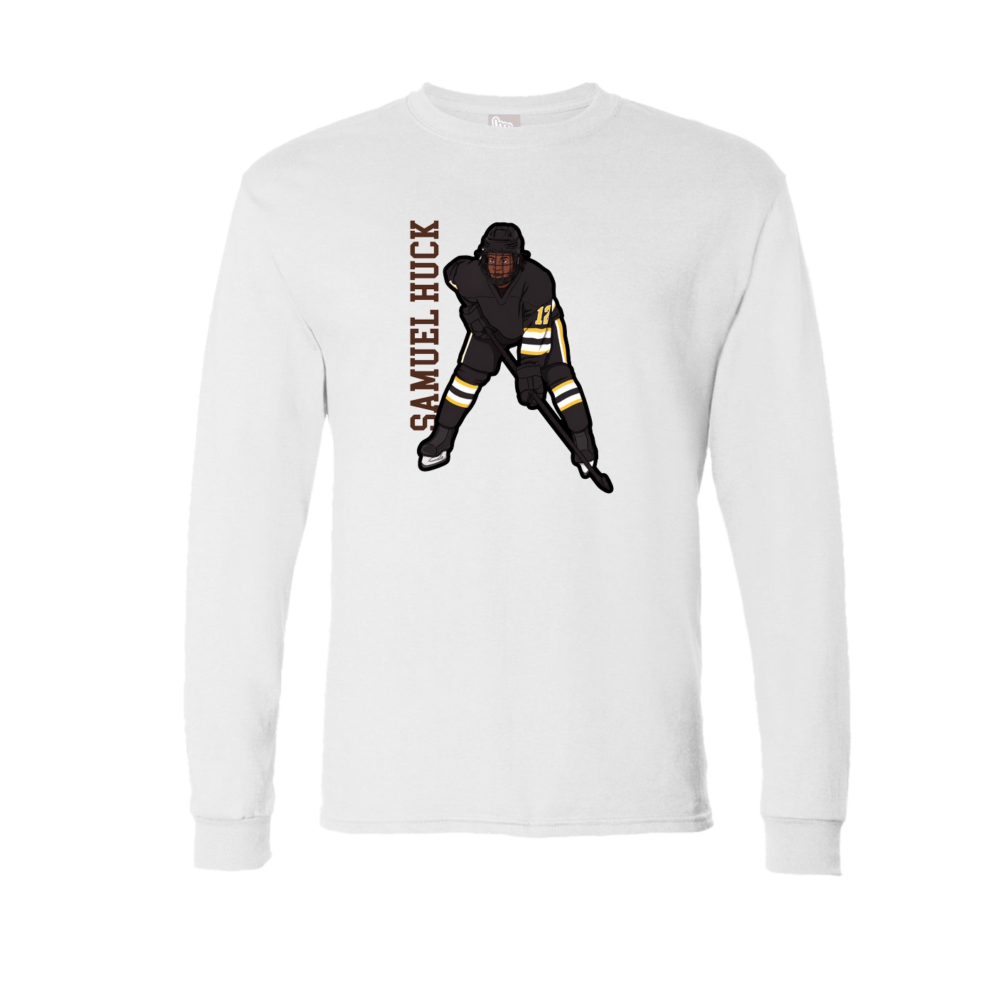 Long Sleeve Tee — Name Vertical in White