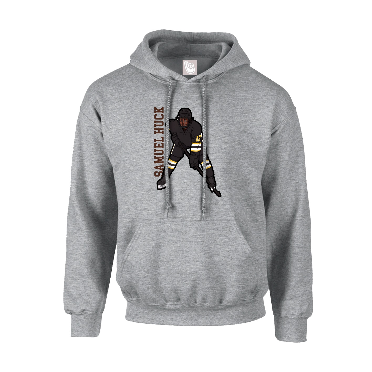Hoodie — Name Vertical in Grey