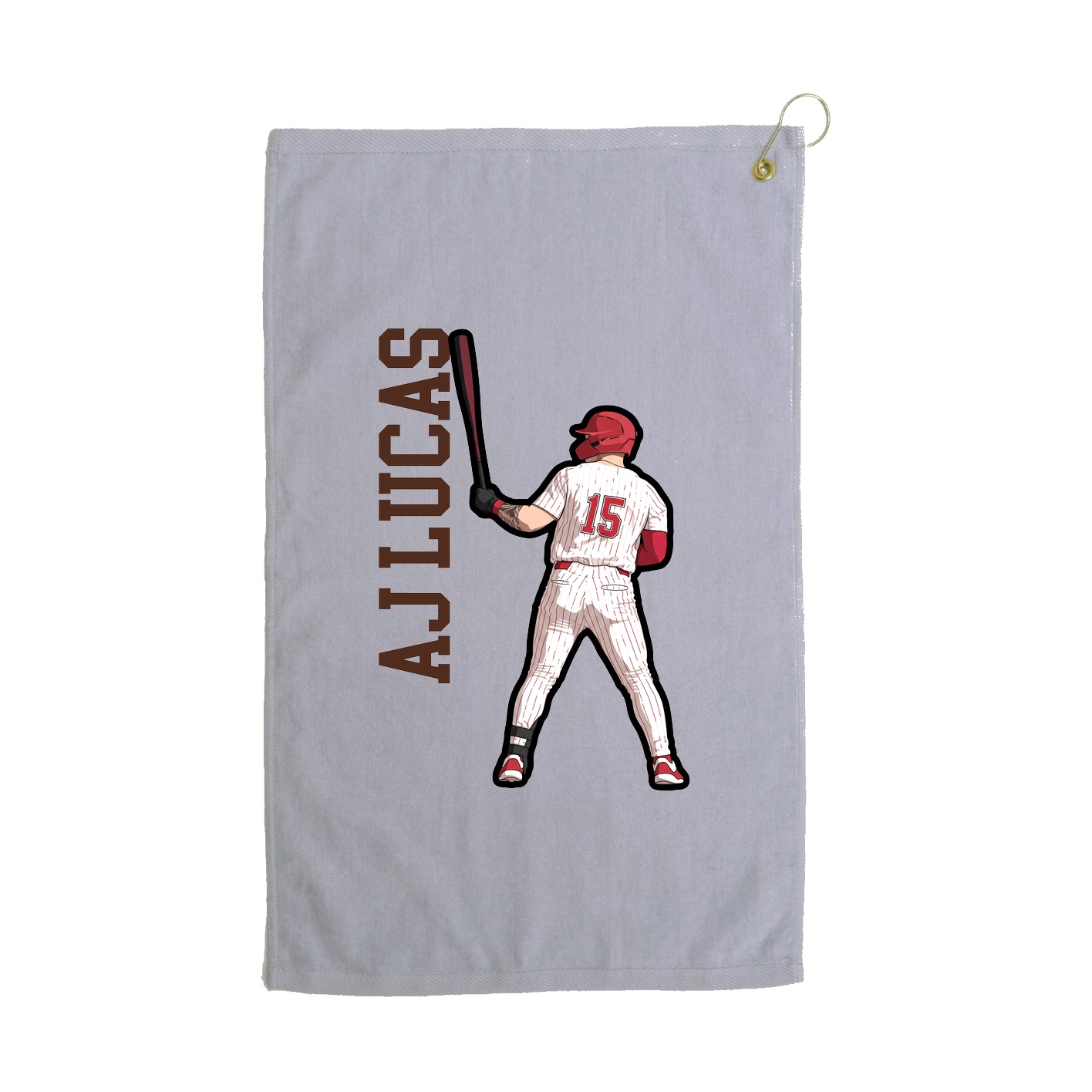 Golf Towel — Name Vertical in Grey
