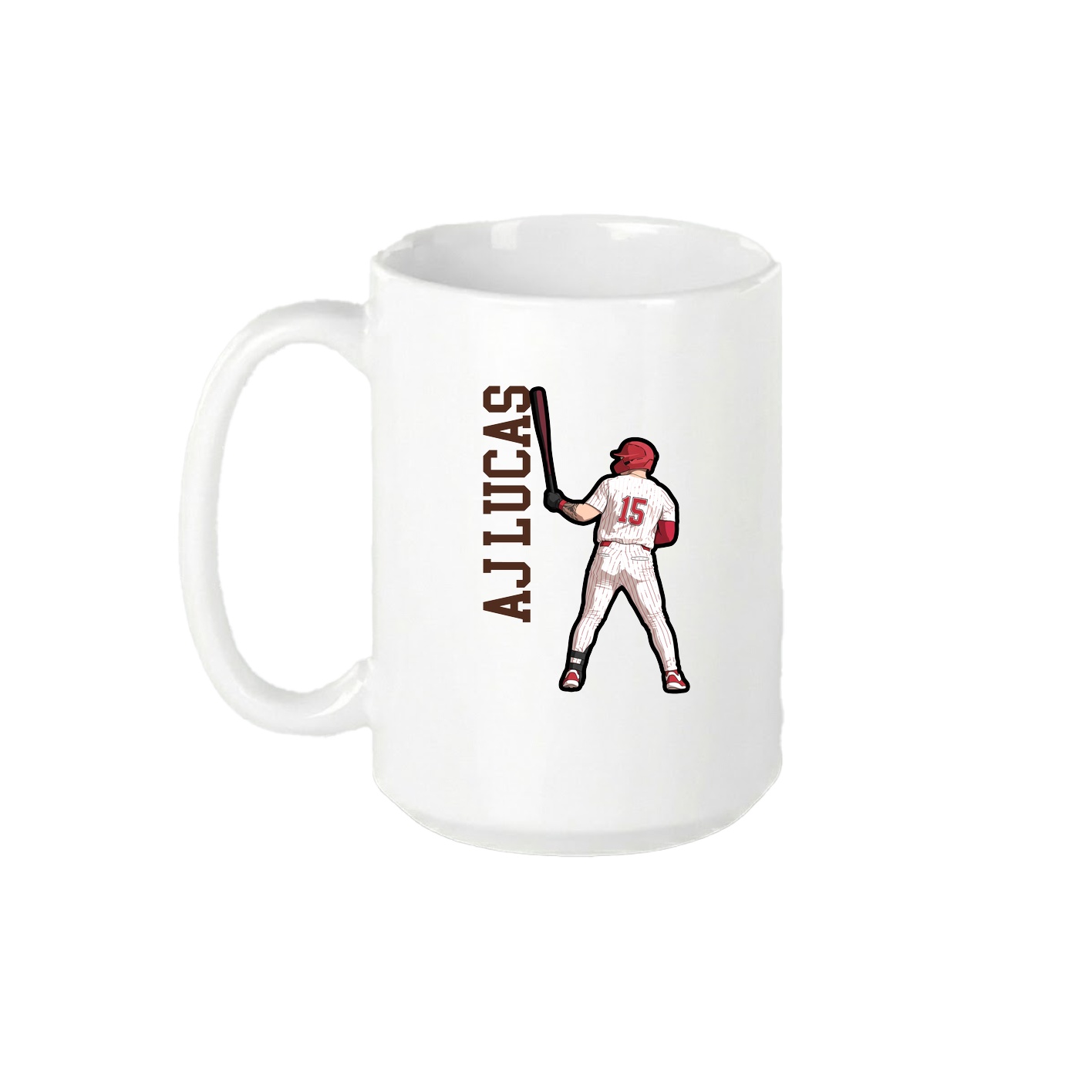 15oz Coffee Mug — Name Vertical in White