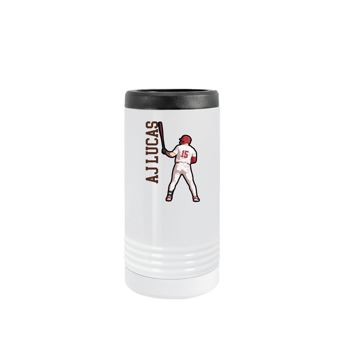 Slim Beverage Holder — Name Vertical in White