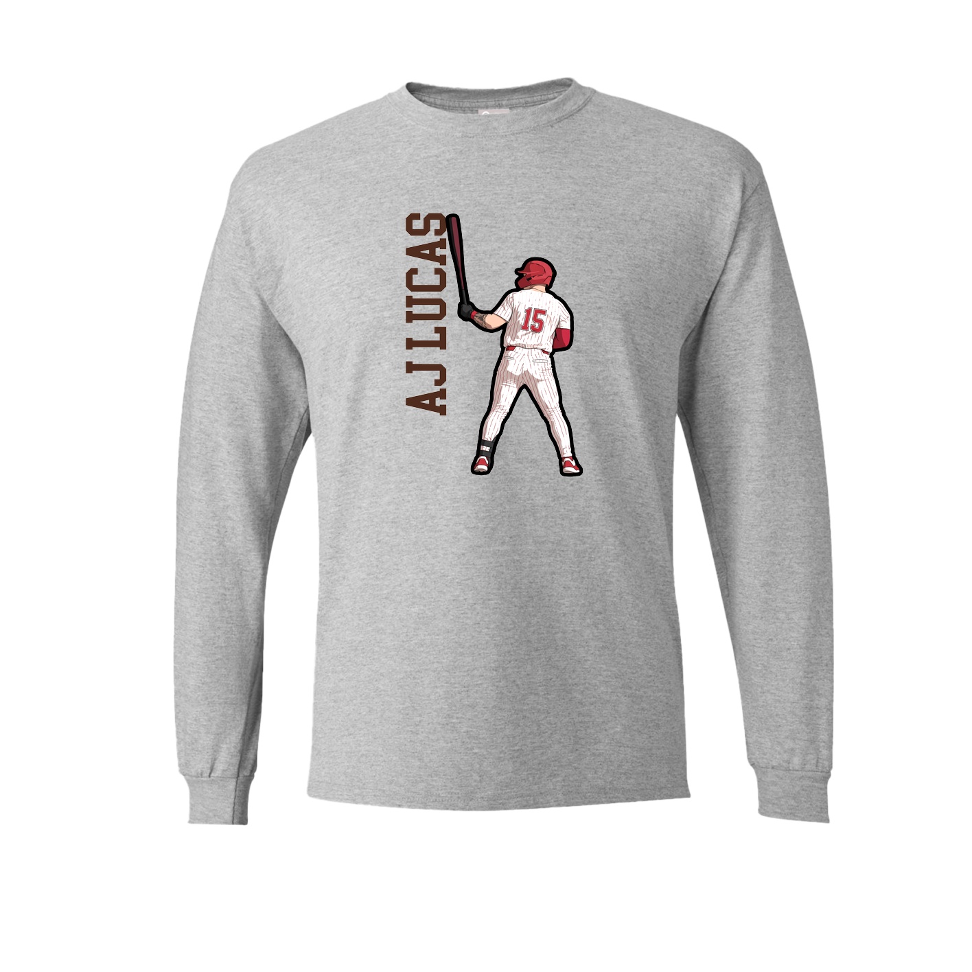 Long Sleeve Tee — Name Vertical in Grey