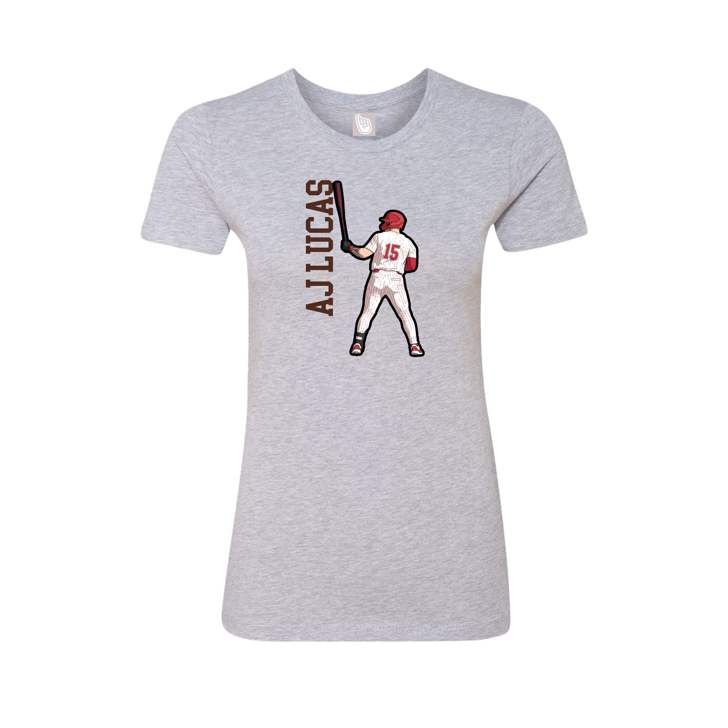 Fitted Women's Tee — Name Vertical in Grey