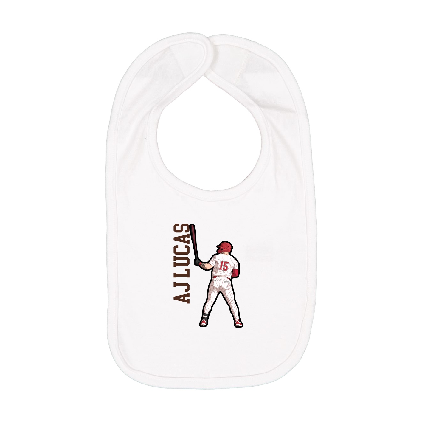 Infant Bib — Name Vertical in White