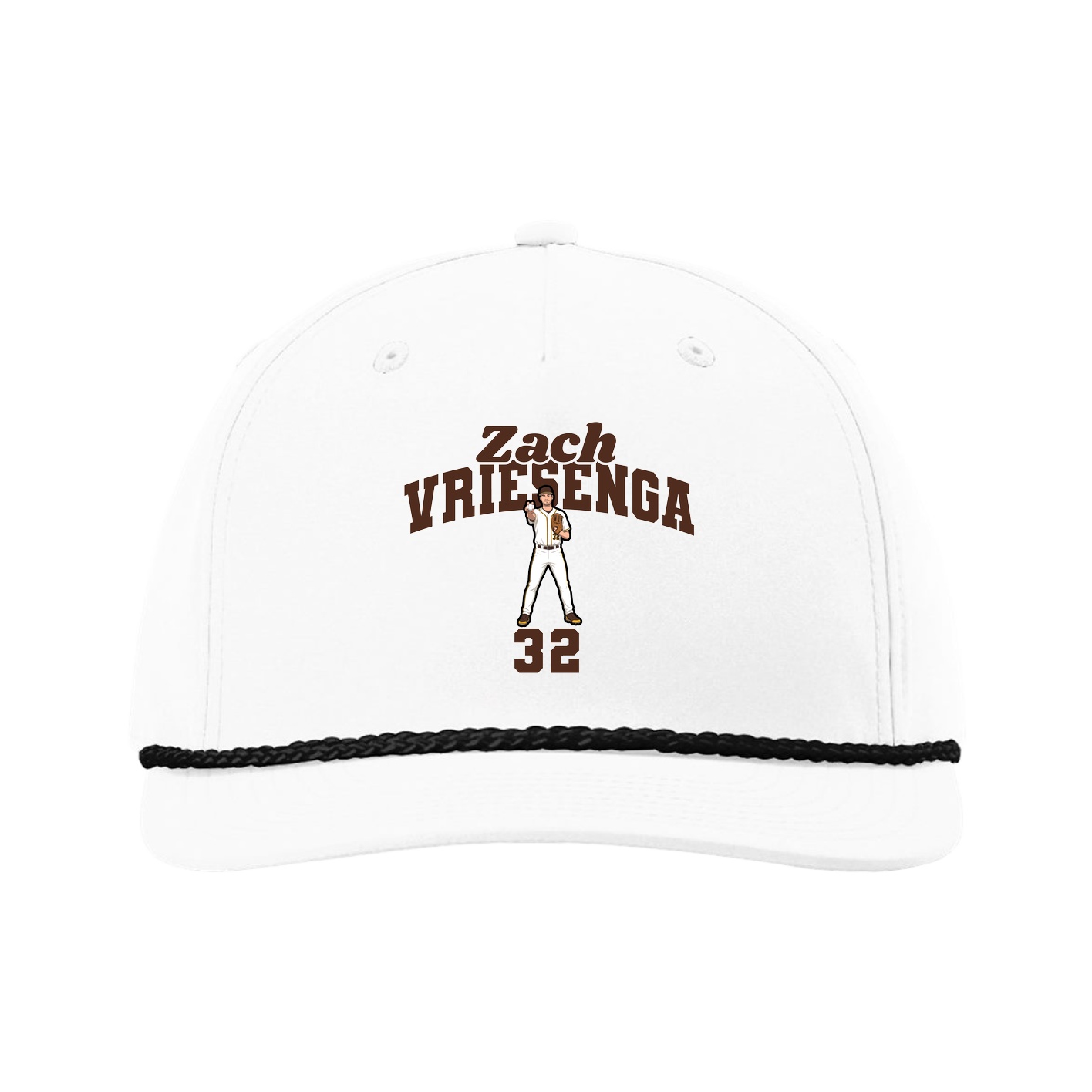 Five-Panel Classic Rope Cap — Signature Arch in White