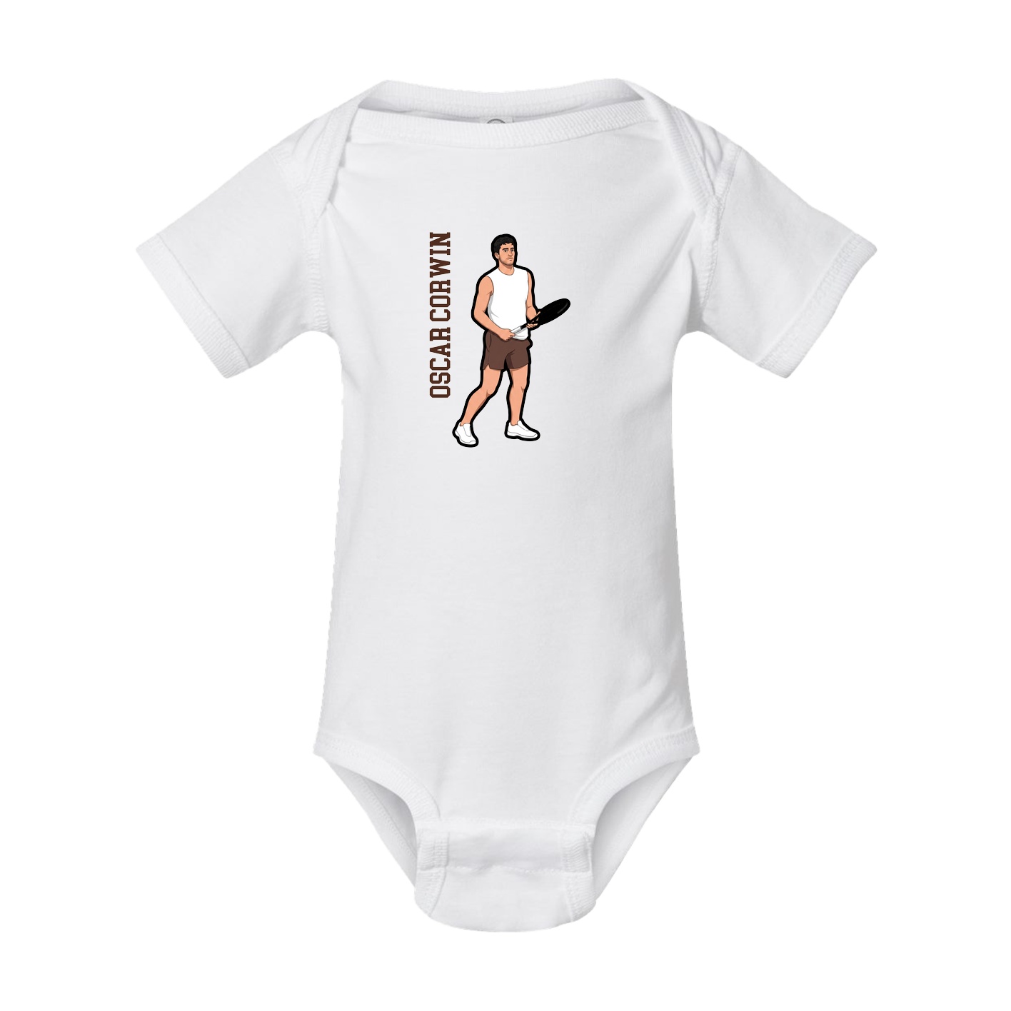 Baby Onesie — Name Vertical in White