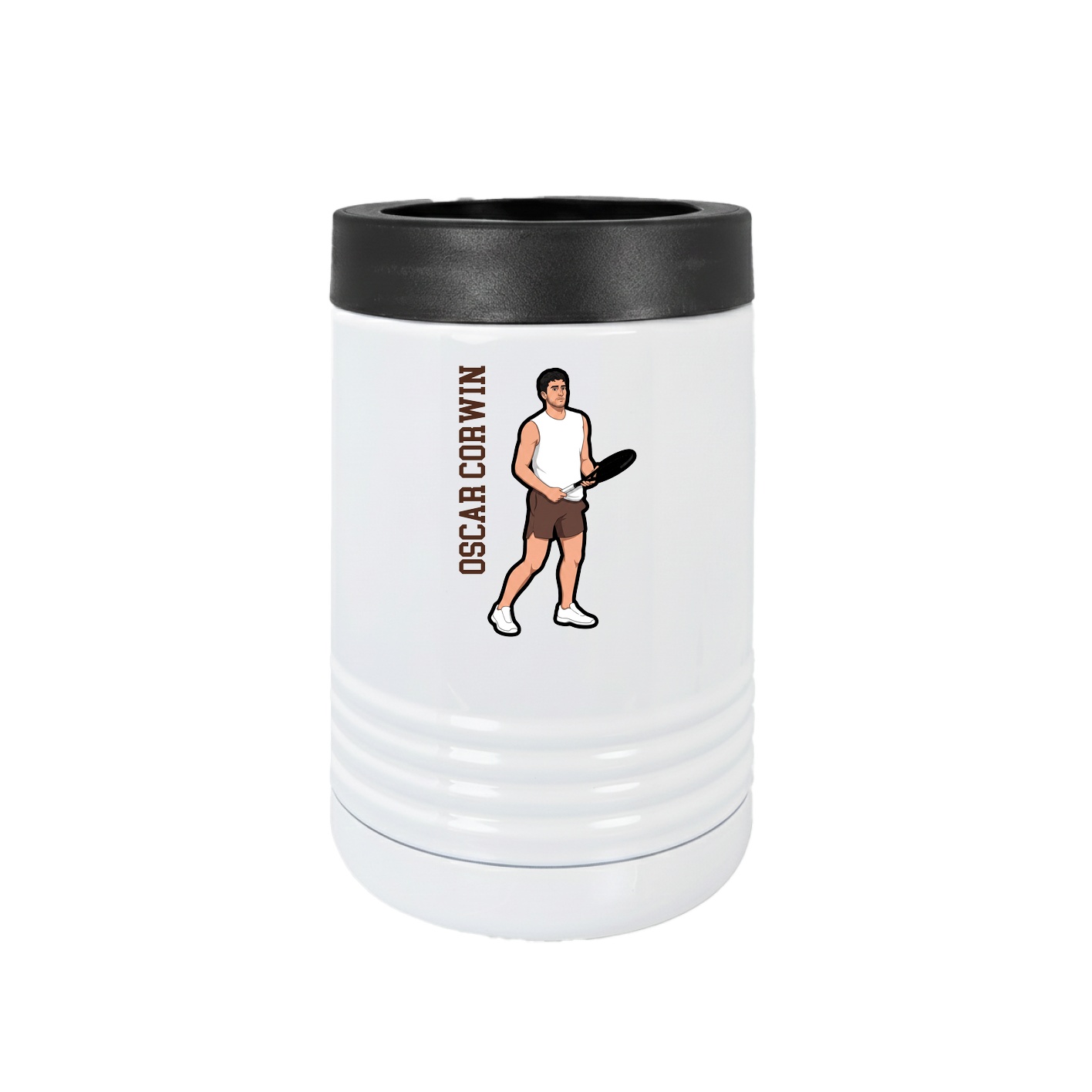 Beverage Holder — Name Vertical in White