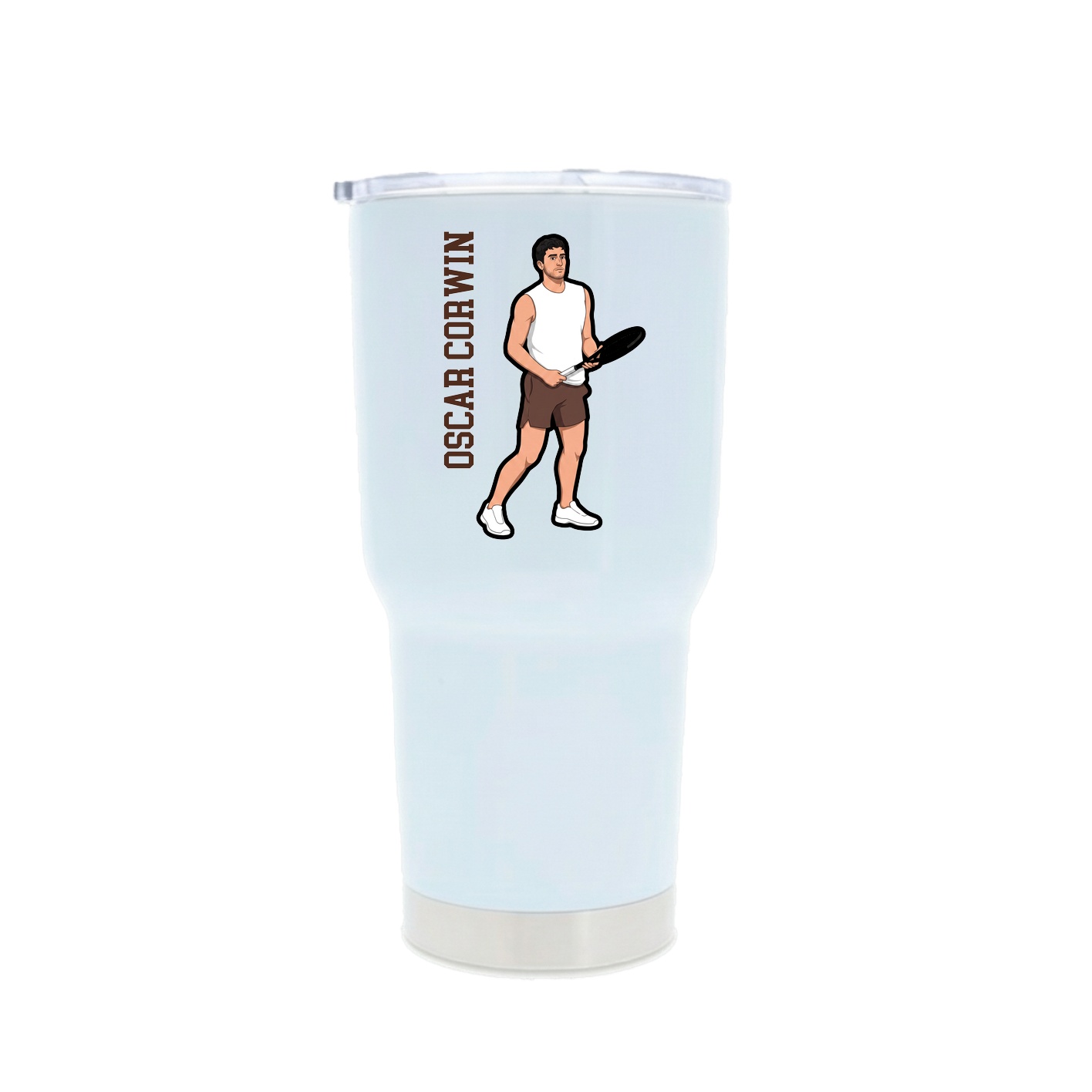 30oz Stainless Steel Tumbler — Name Vertical in White