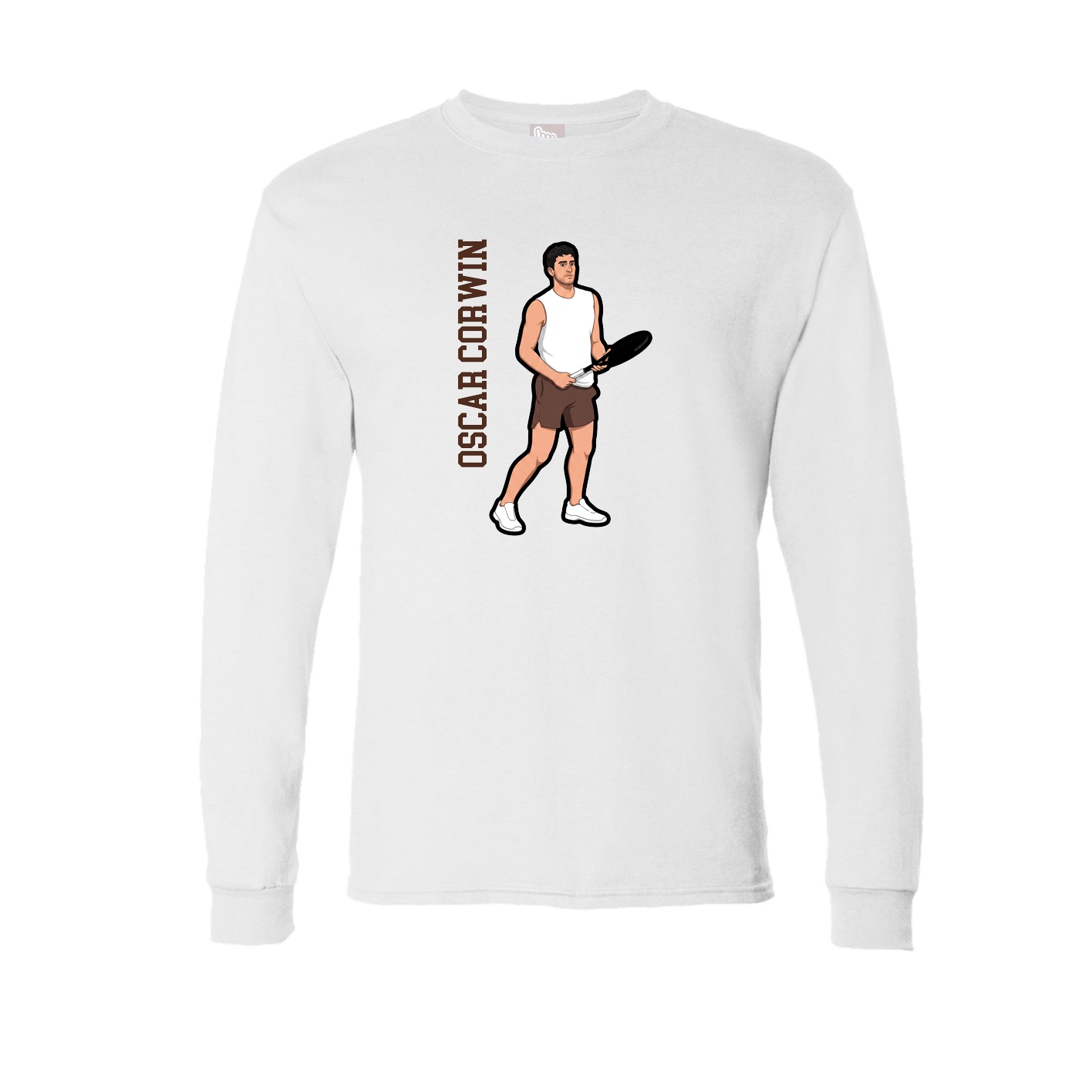 Long Sleeve Tee — Name Vertical in White