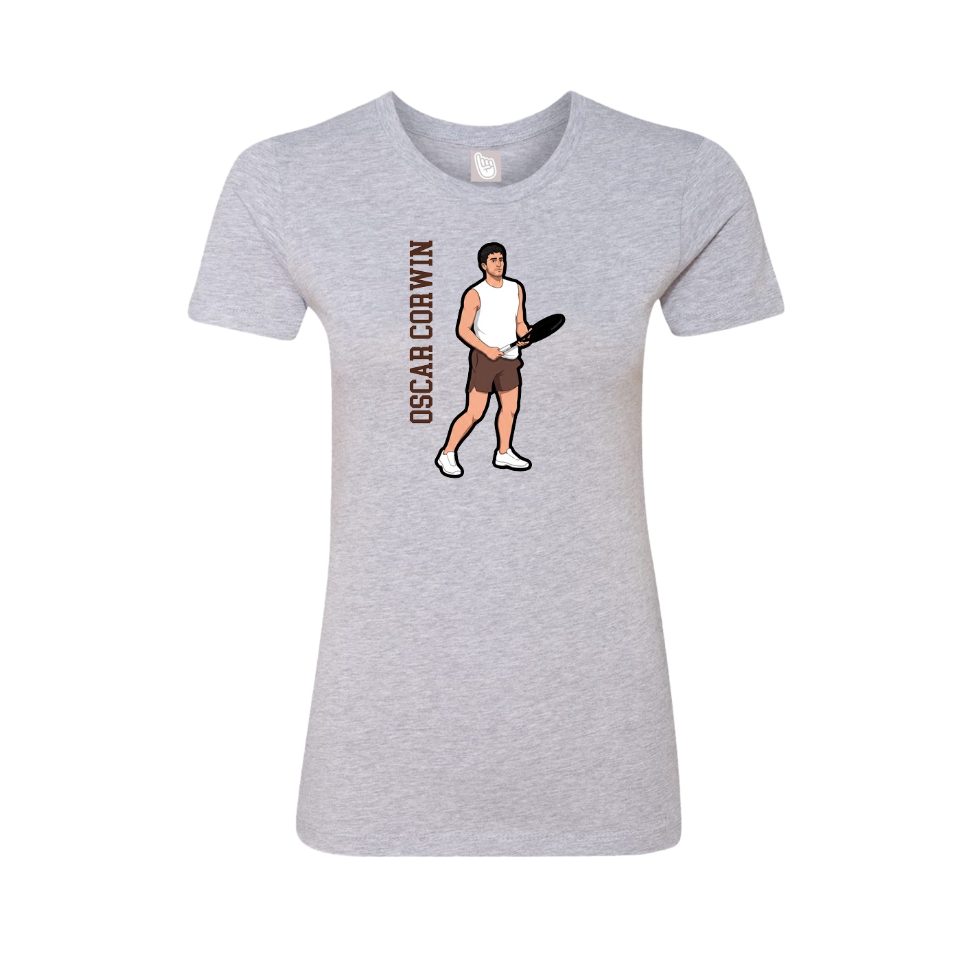 Fitted Women's Tee — Name Vertical in Grey