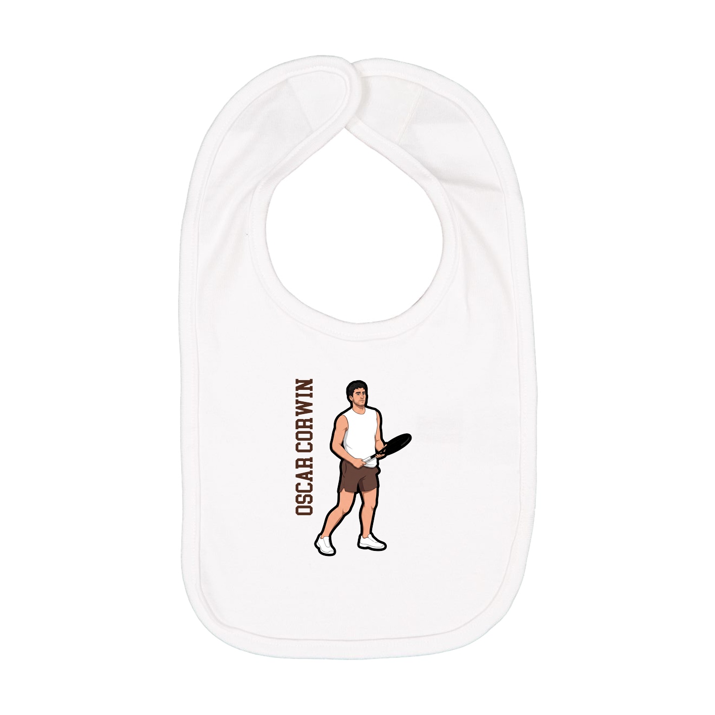 Infant Bib — Name Vertical in White