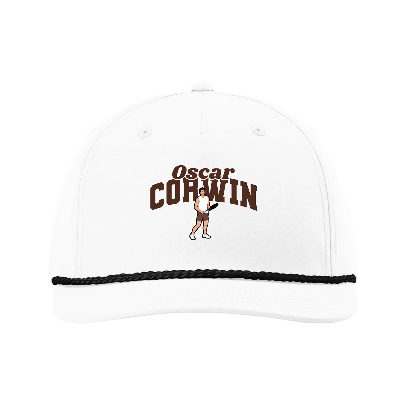 Five-Panel Classic Rope Cap — Signature Arch in White