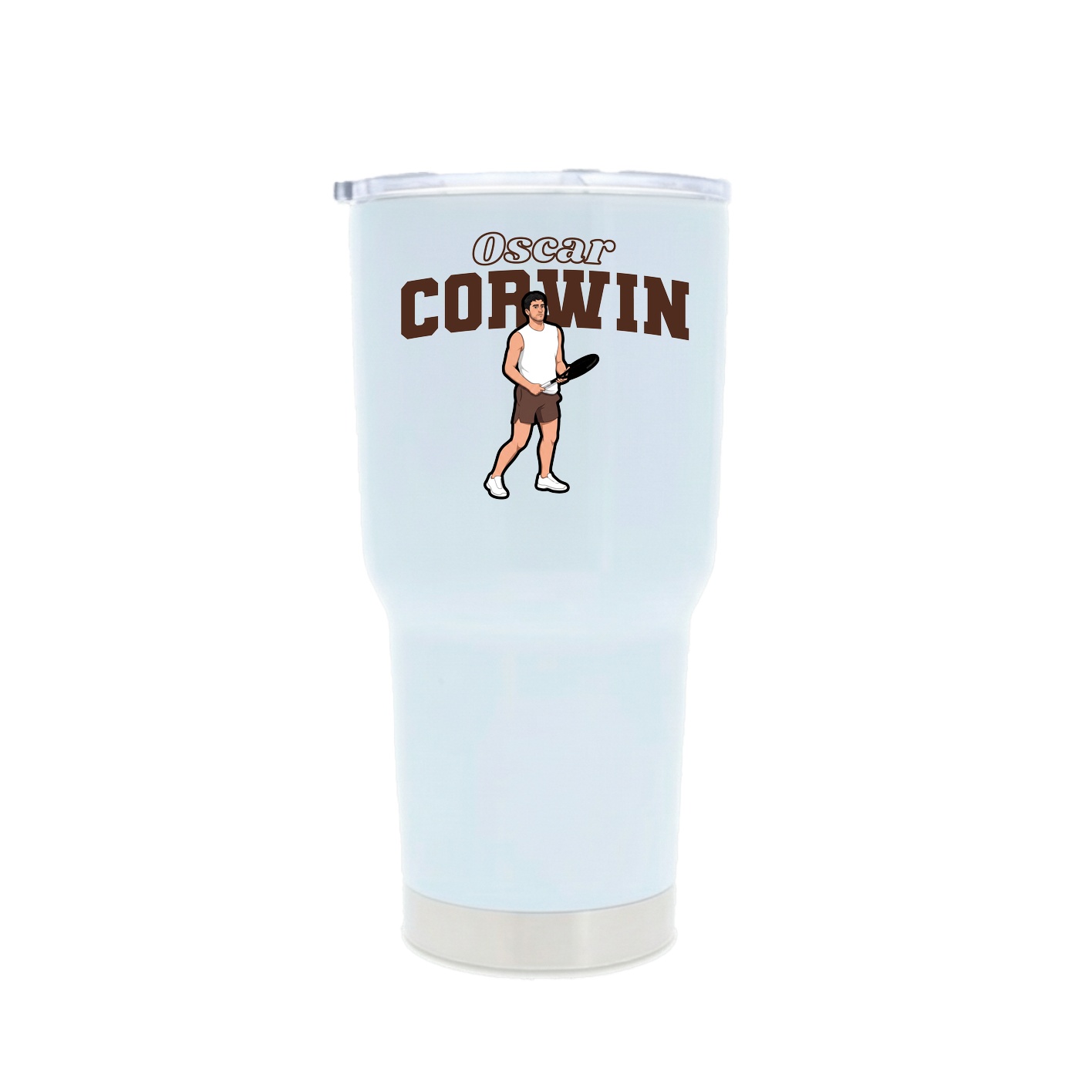 30oz Stainless Steel Tumbler — Name Arch in White