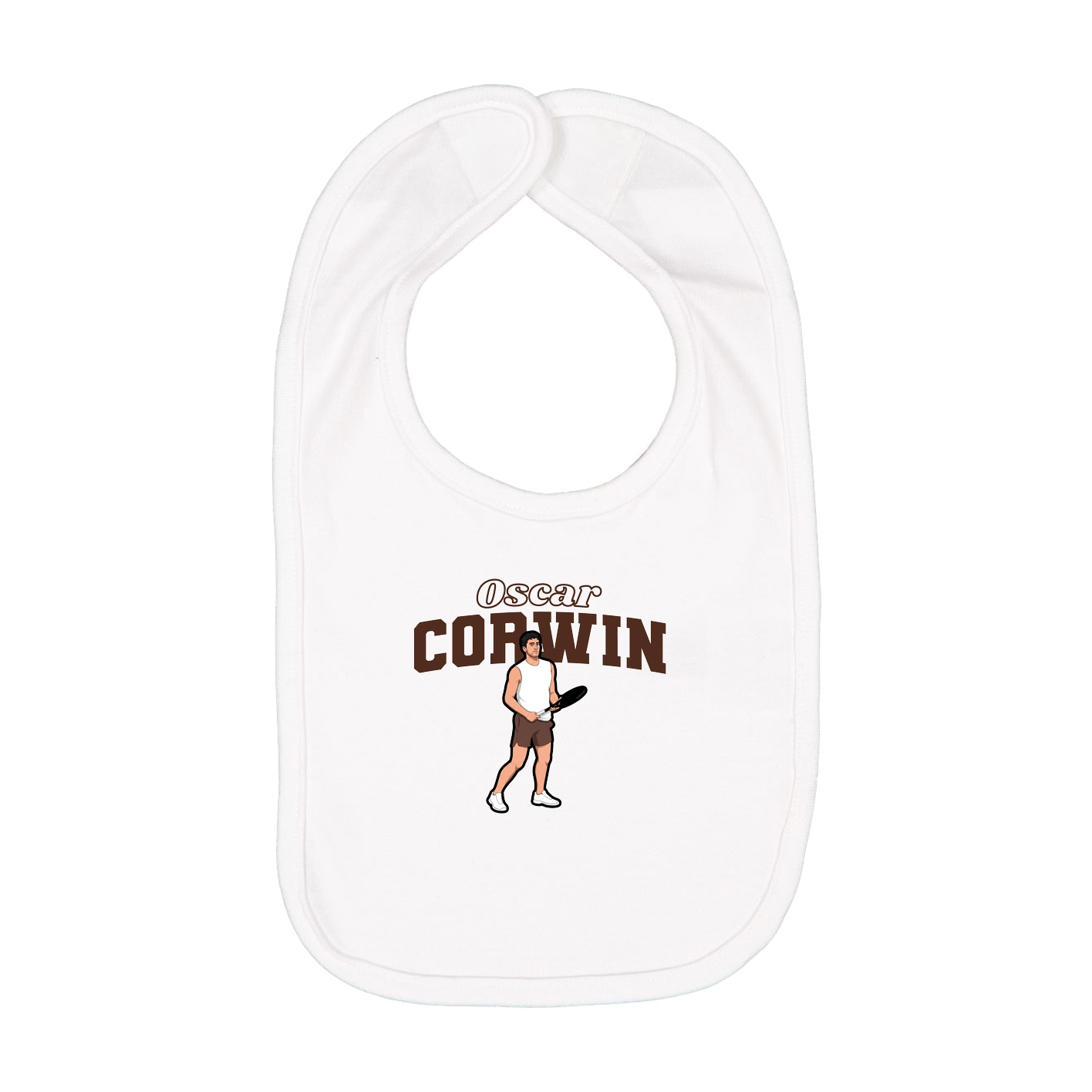 Infant Bib — Name Arch in White
