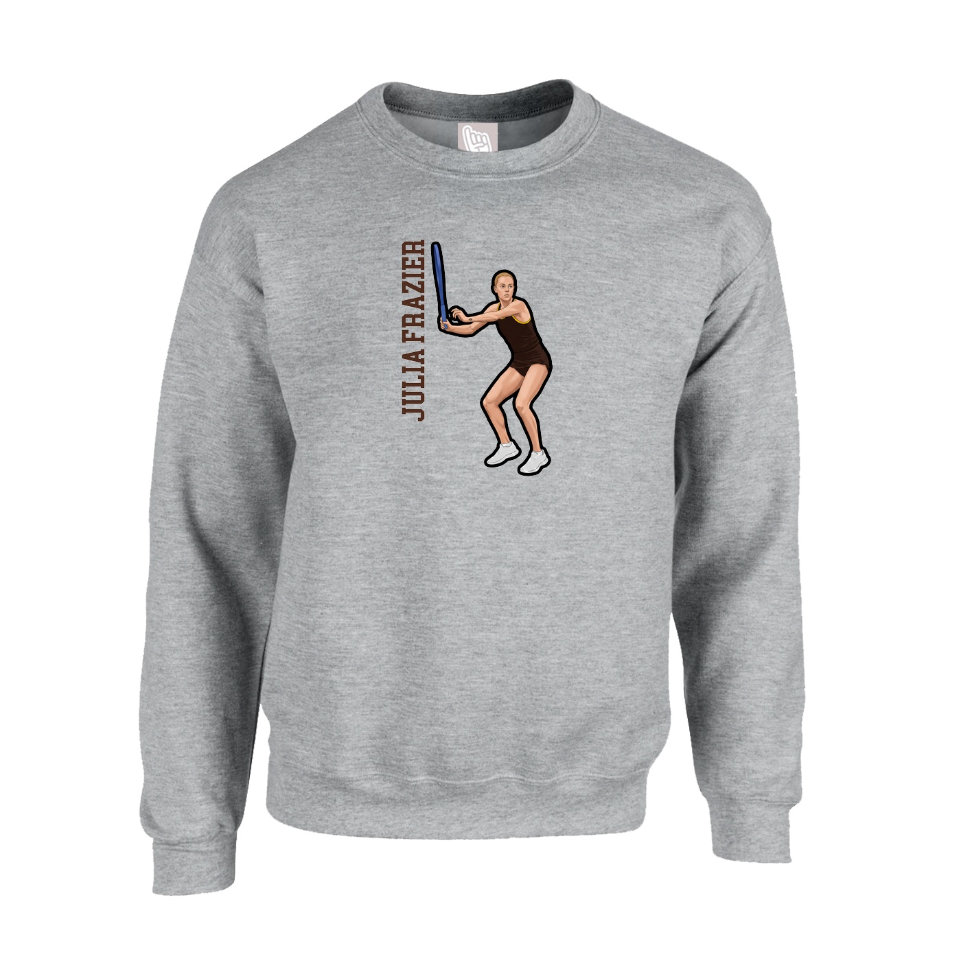 Fleece Crew — Name Vertical in Grey