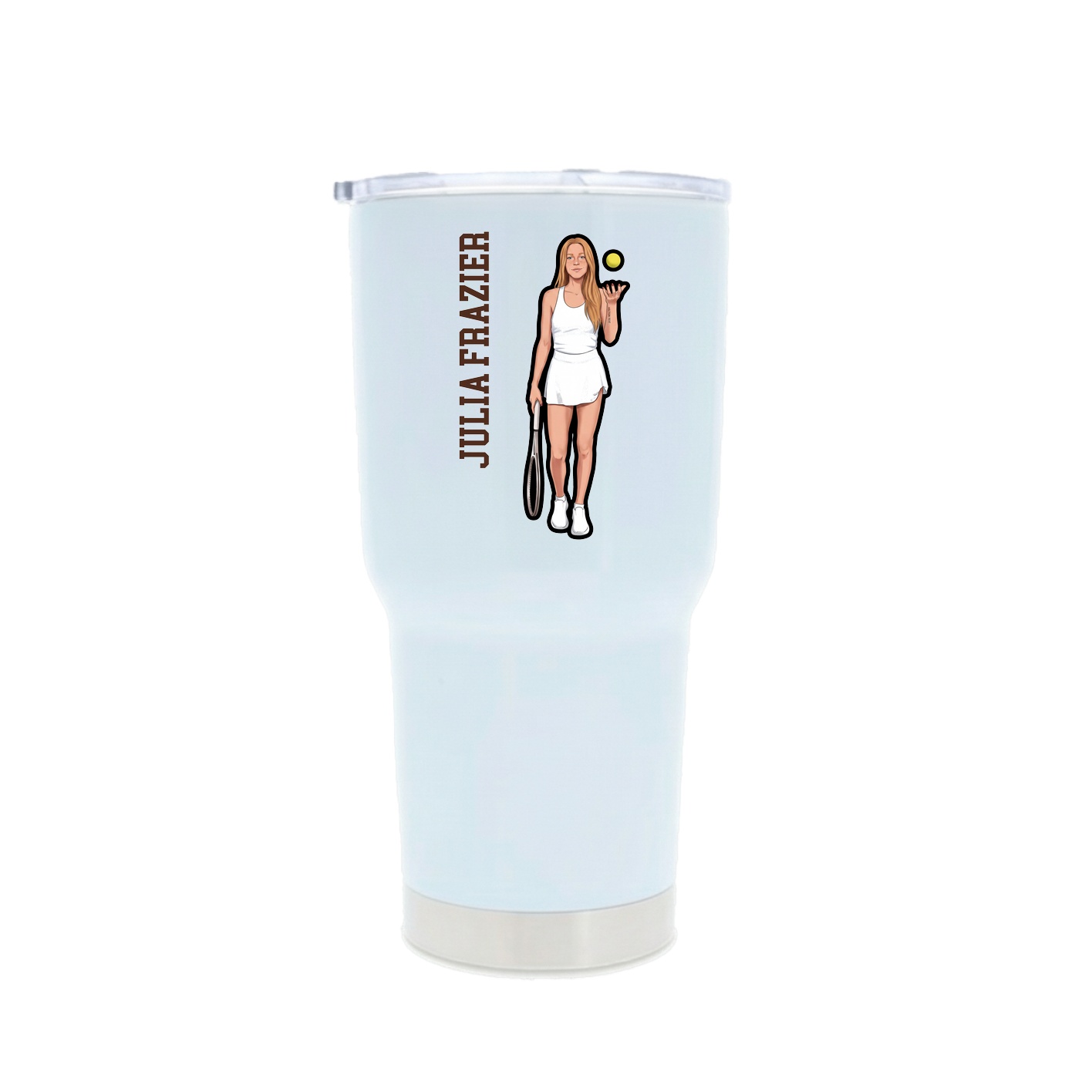 30oz Stainless Steel Tumbler — Name Vertical in White