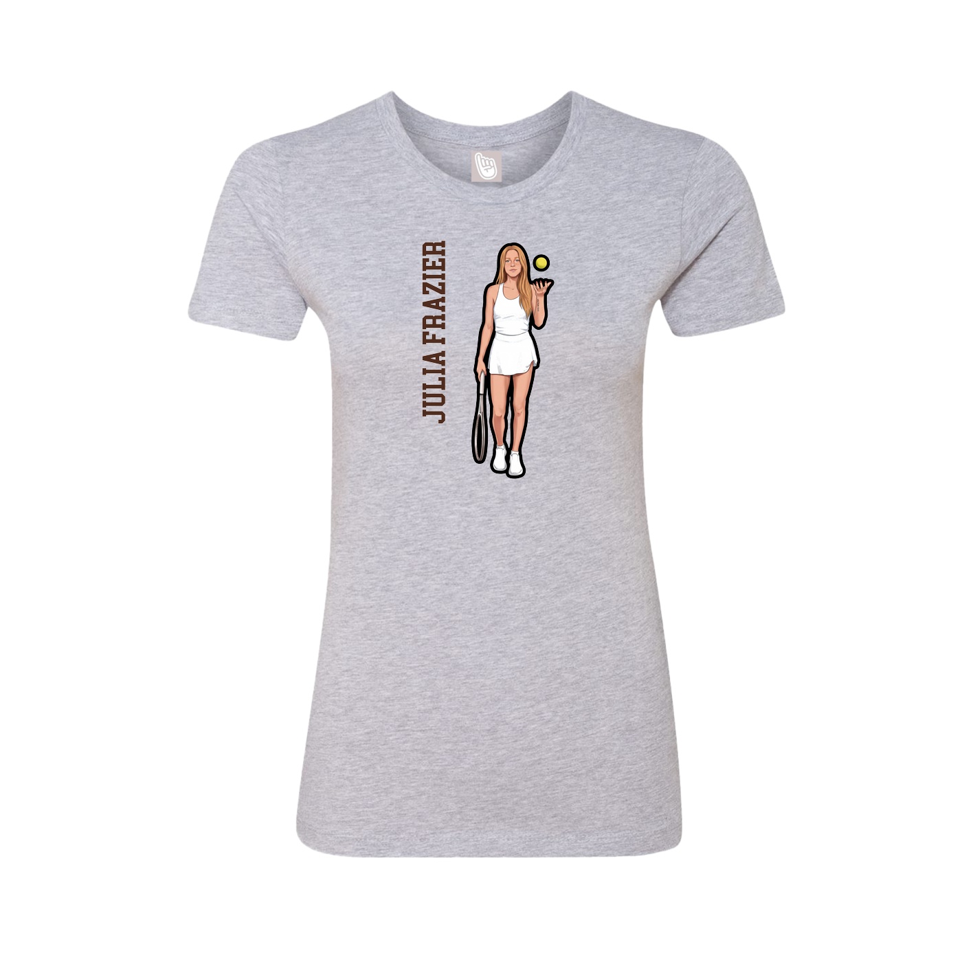 Fitted Women's Tee — Name Vertical in Grey