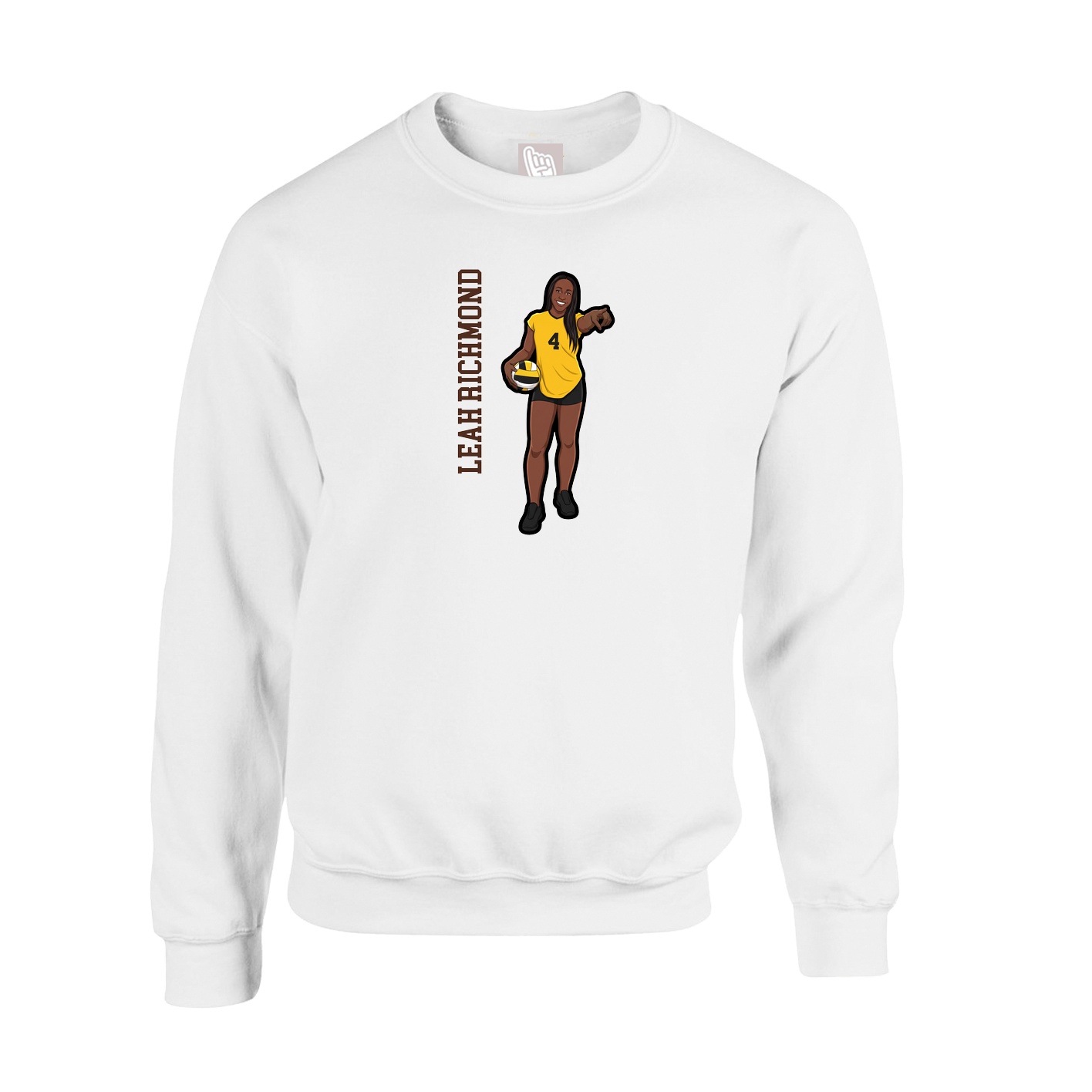 Fleece Crew — Name Vertical in White