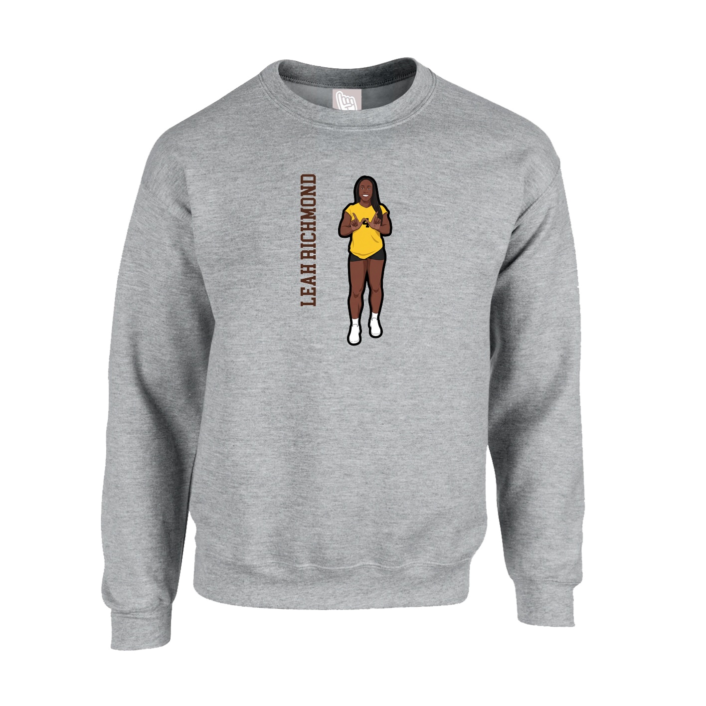 Fleece Crew — Name Vertical in Grey