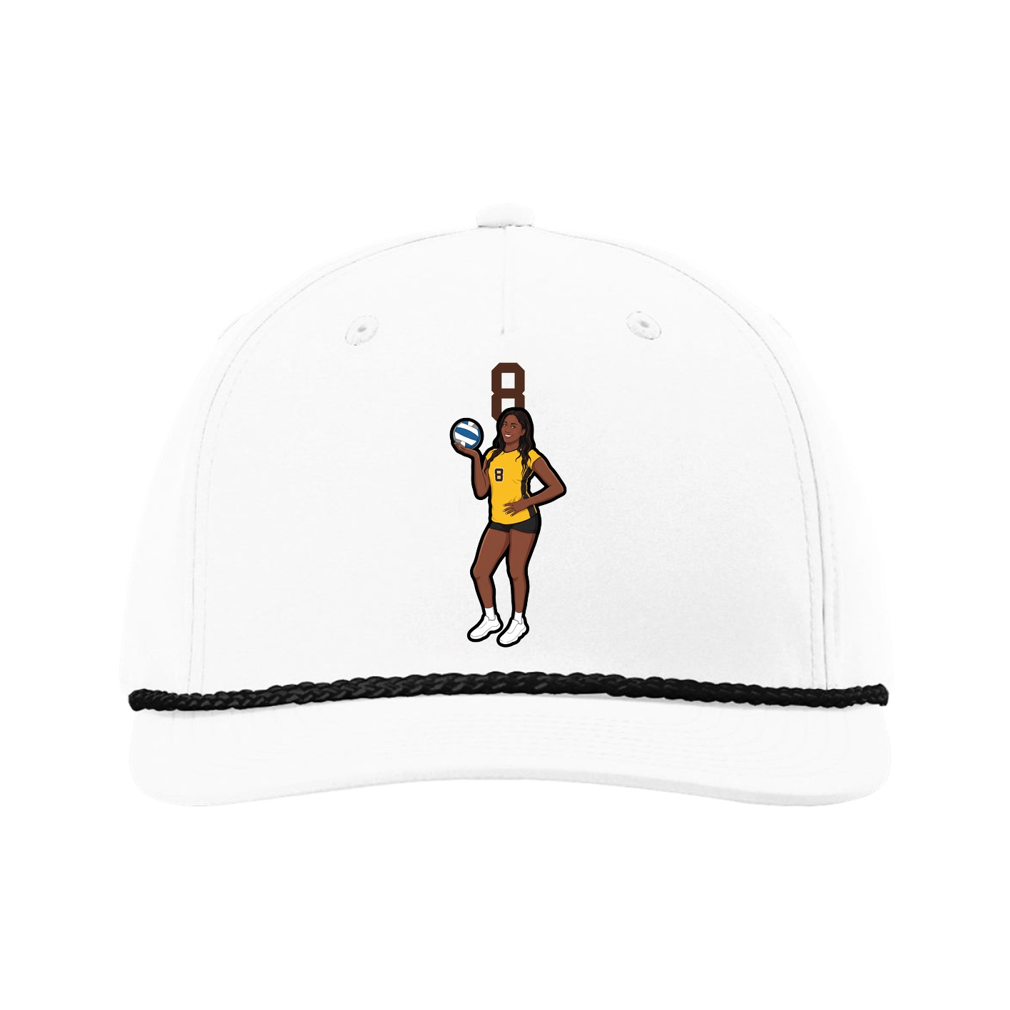 Five-Panel Classic Rope Cap — Number Top in White