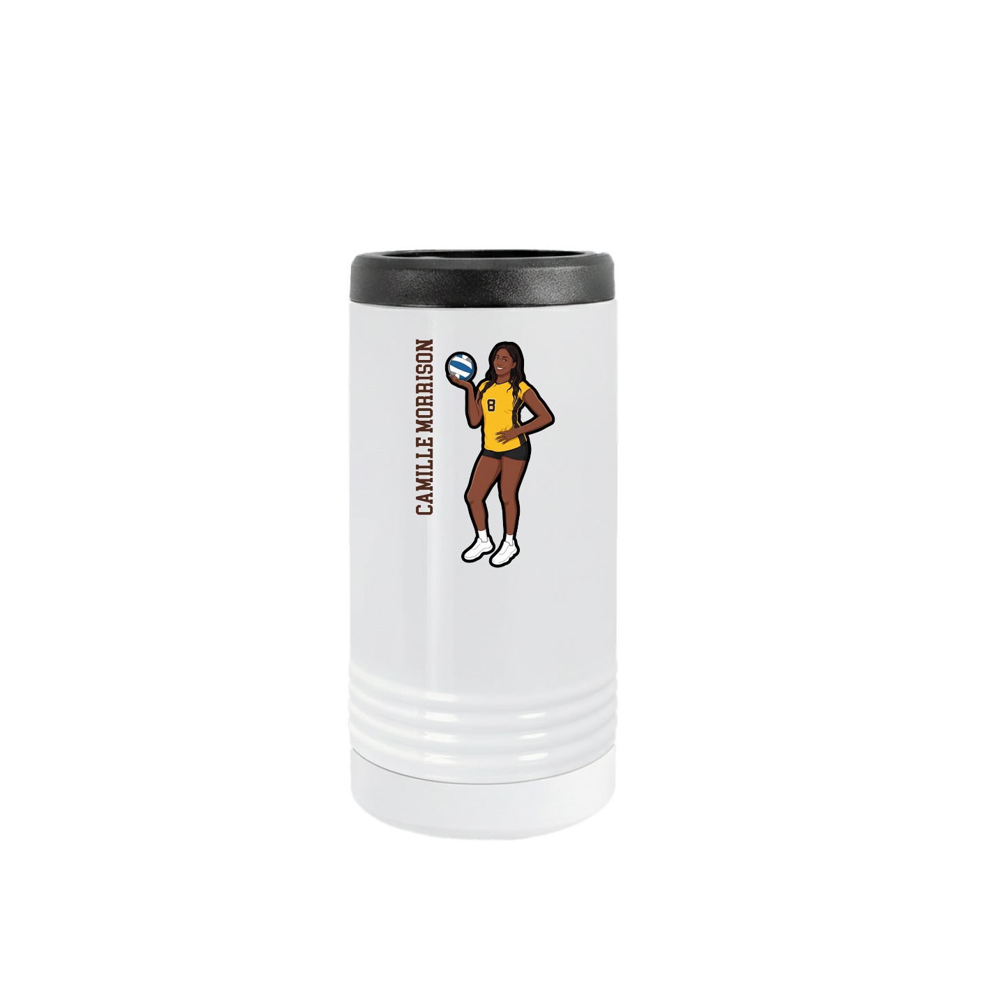 Slim Beverage Holder — Name Vertical in White
