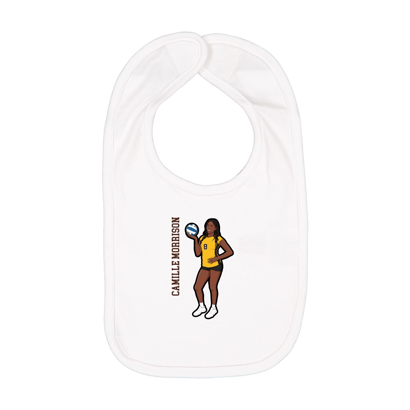 Infant Bib — Name Vertical in White