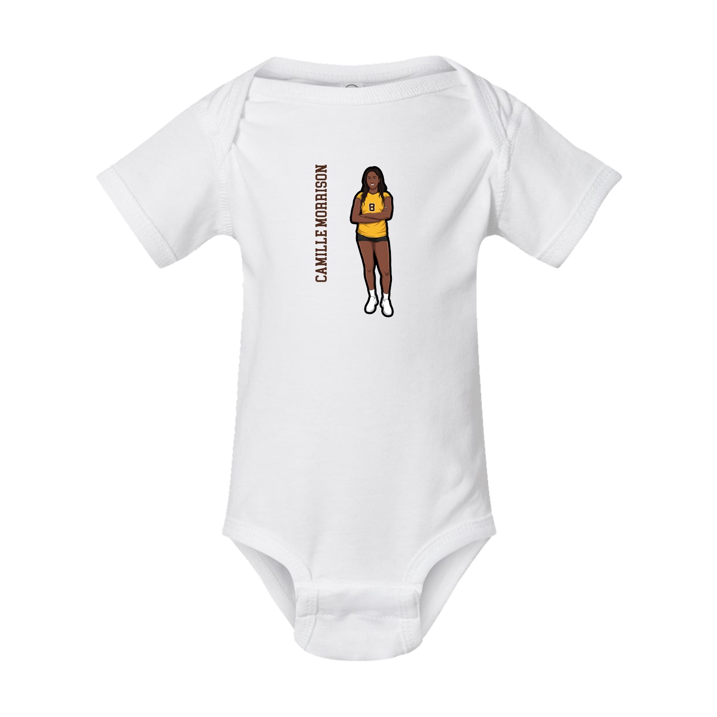 Baby Onesie — Name Vertical in White