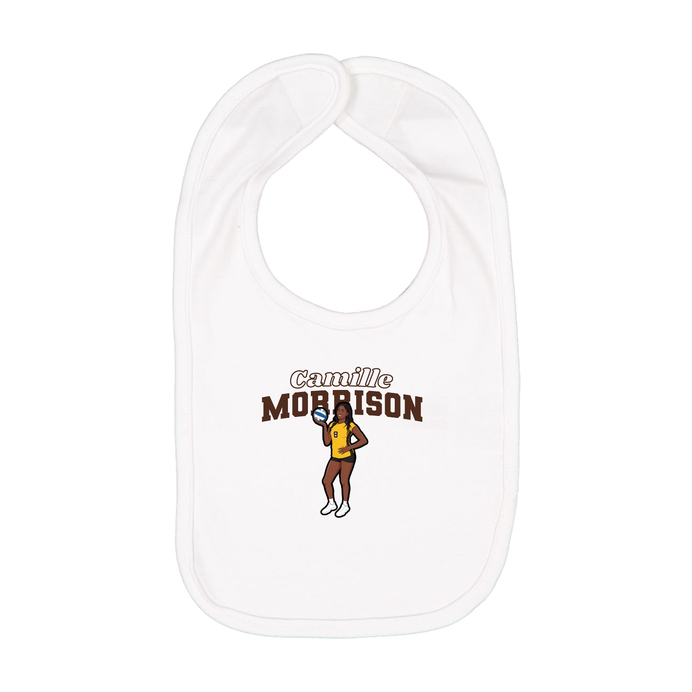 Infant Bib — Name Arch in White