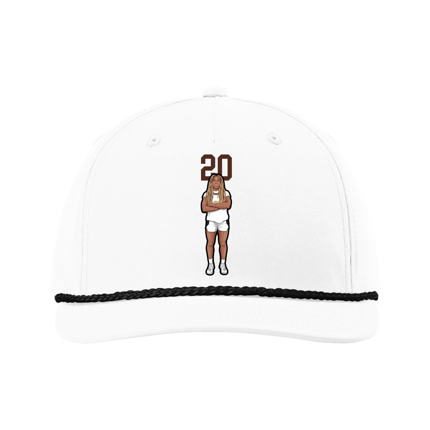 Five-Panel Classic Rope Cap — Number Top in White