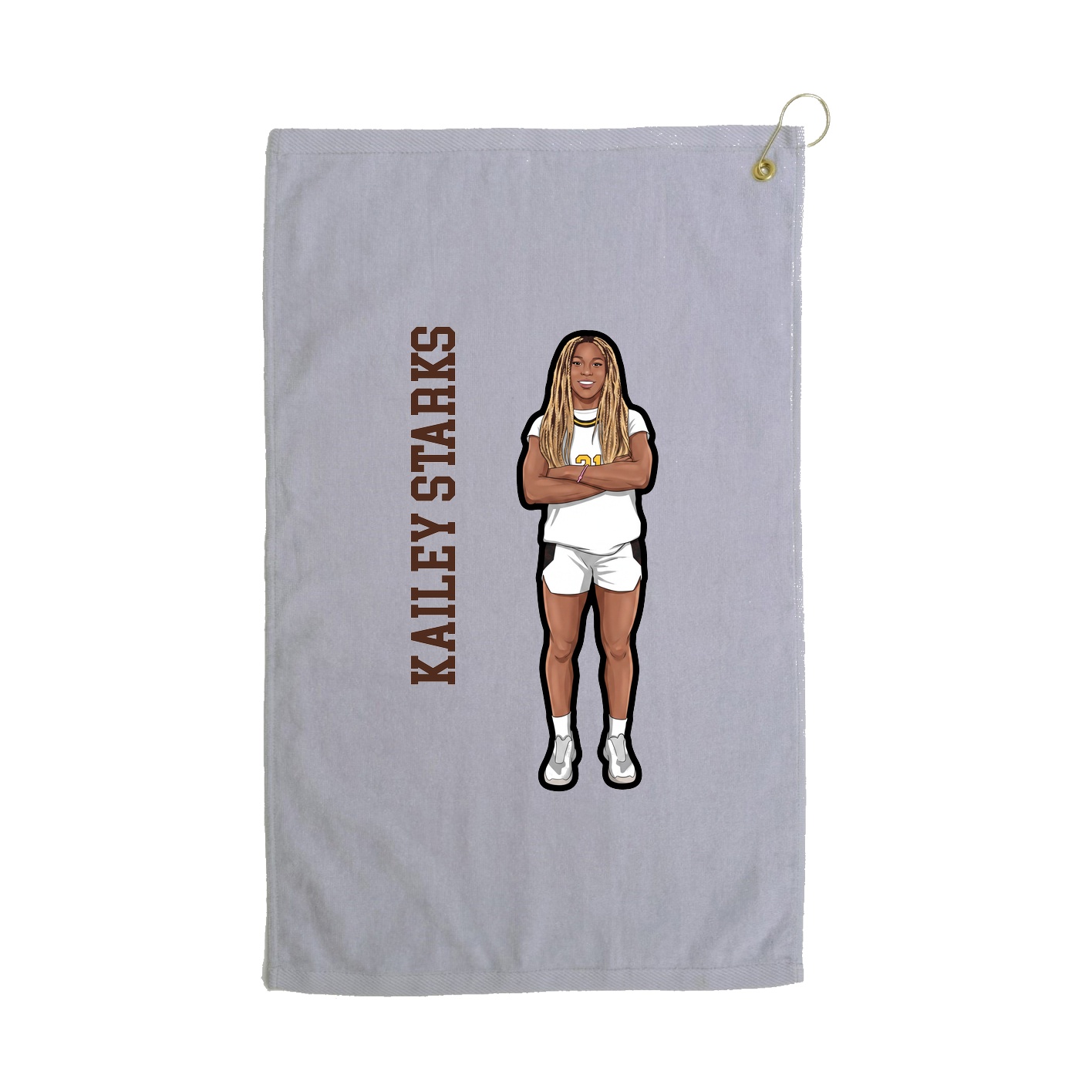 Golf Towel — Name Vertical in Grey