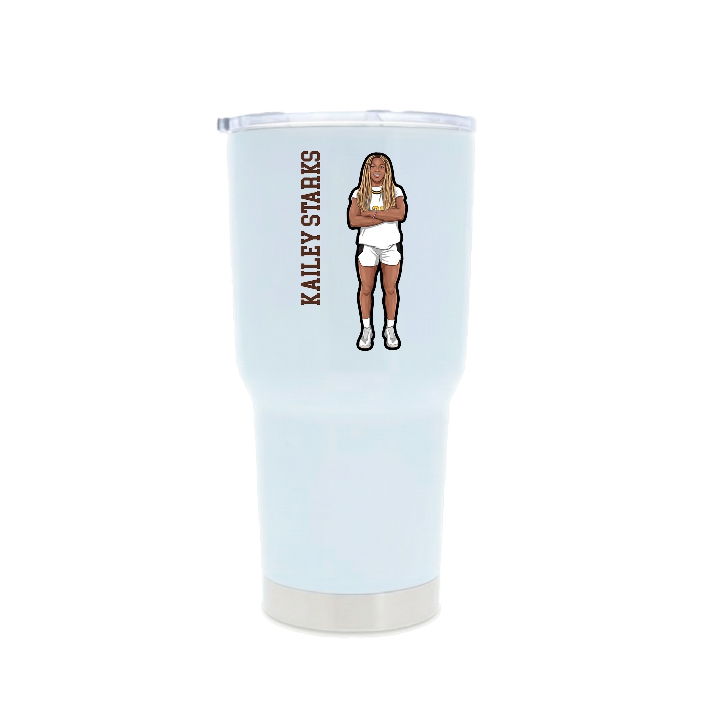 30oz Stainless Steel Tumbler — Name Vertical in White