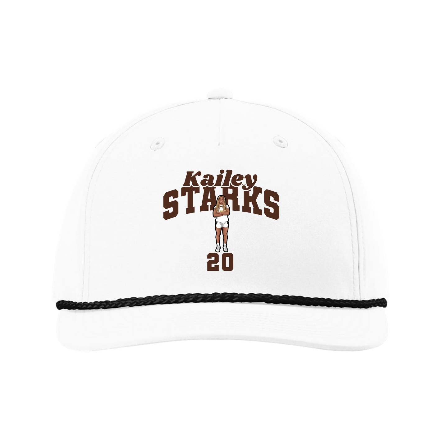 Five-Panel Classic Rope Cap — Signature Arch in White
