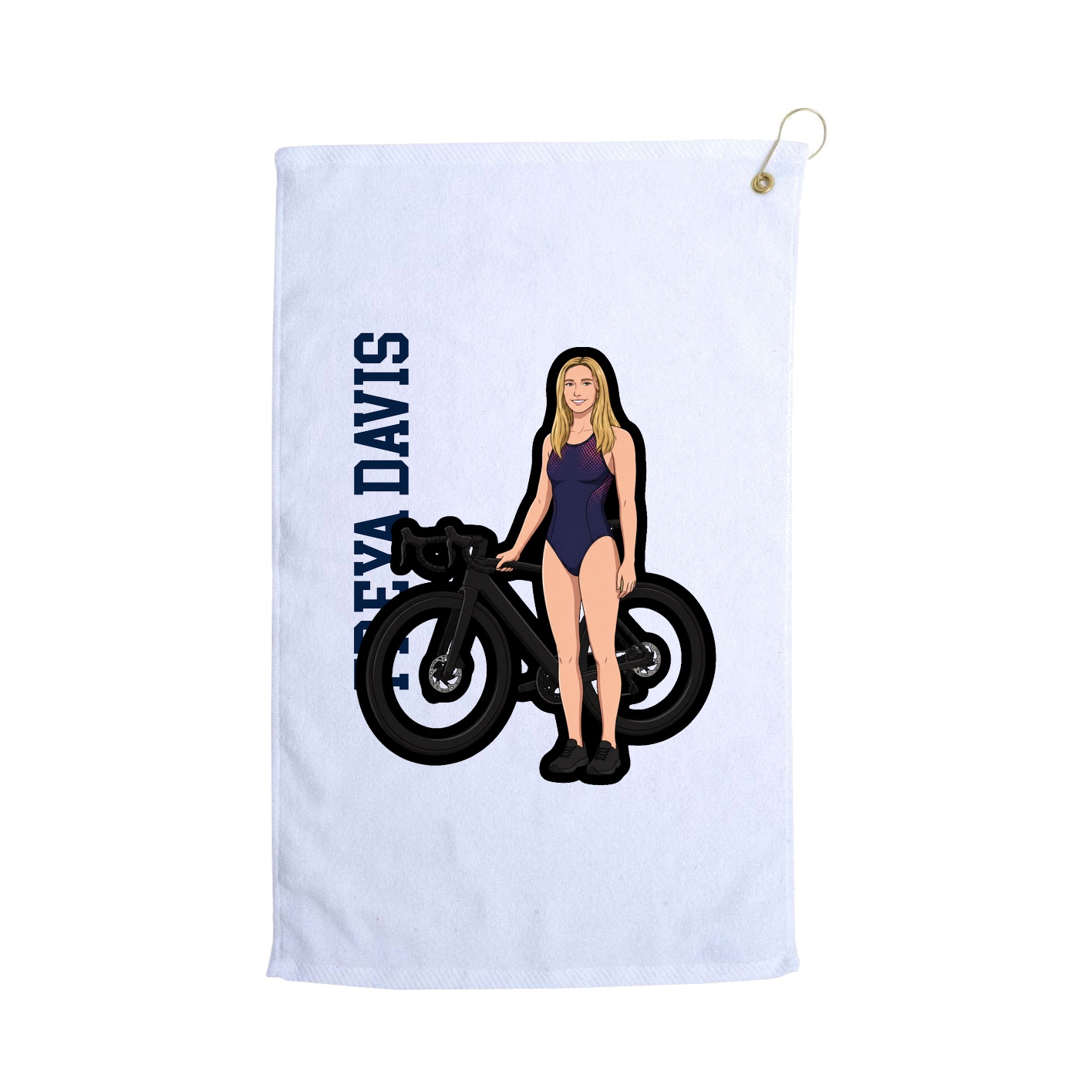 Golf Towel — Name Vertical in White
