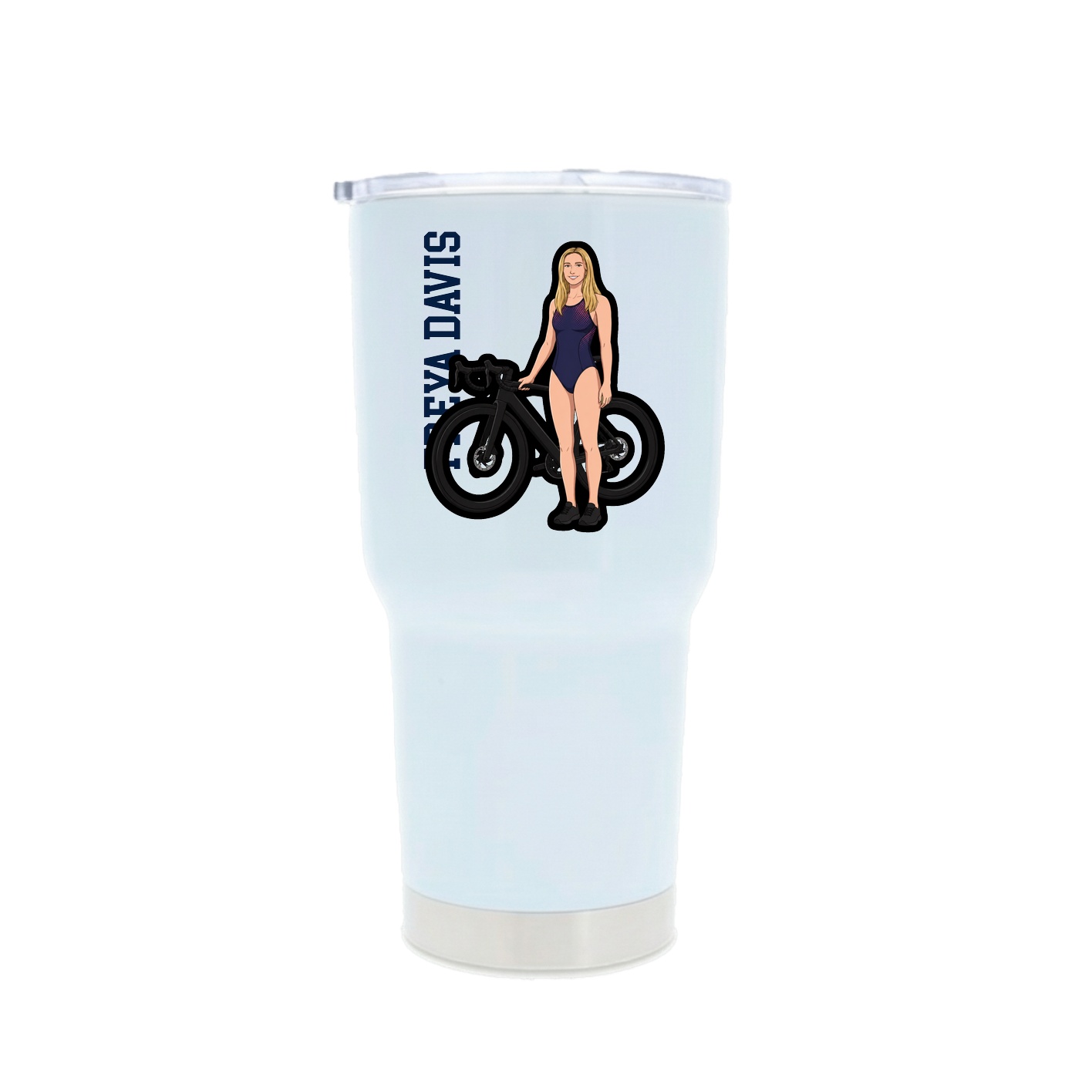 30oz Stainless Steel Tumbler — Name Vertical in White