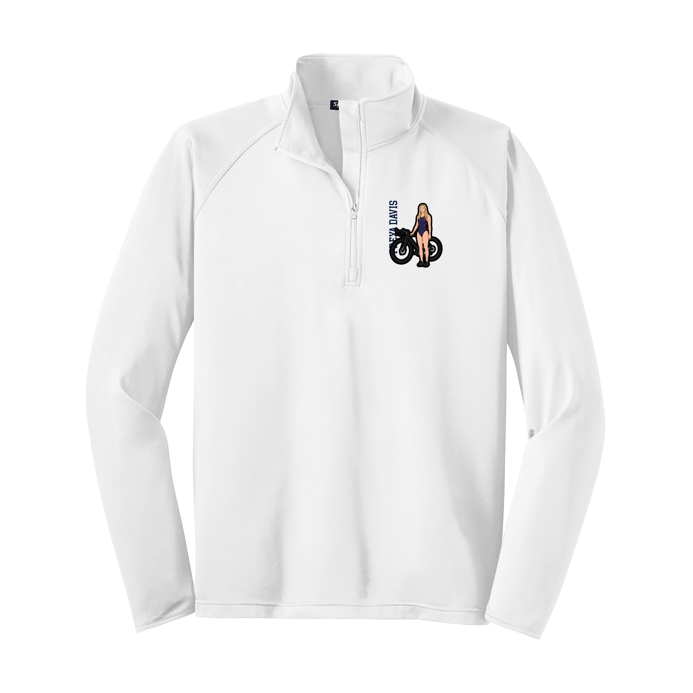 Q-Zip Pullover — Name Vertical in White