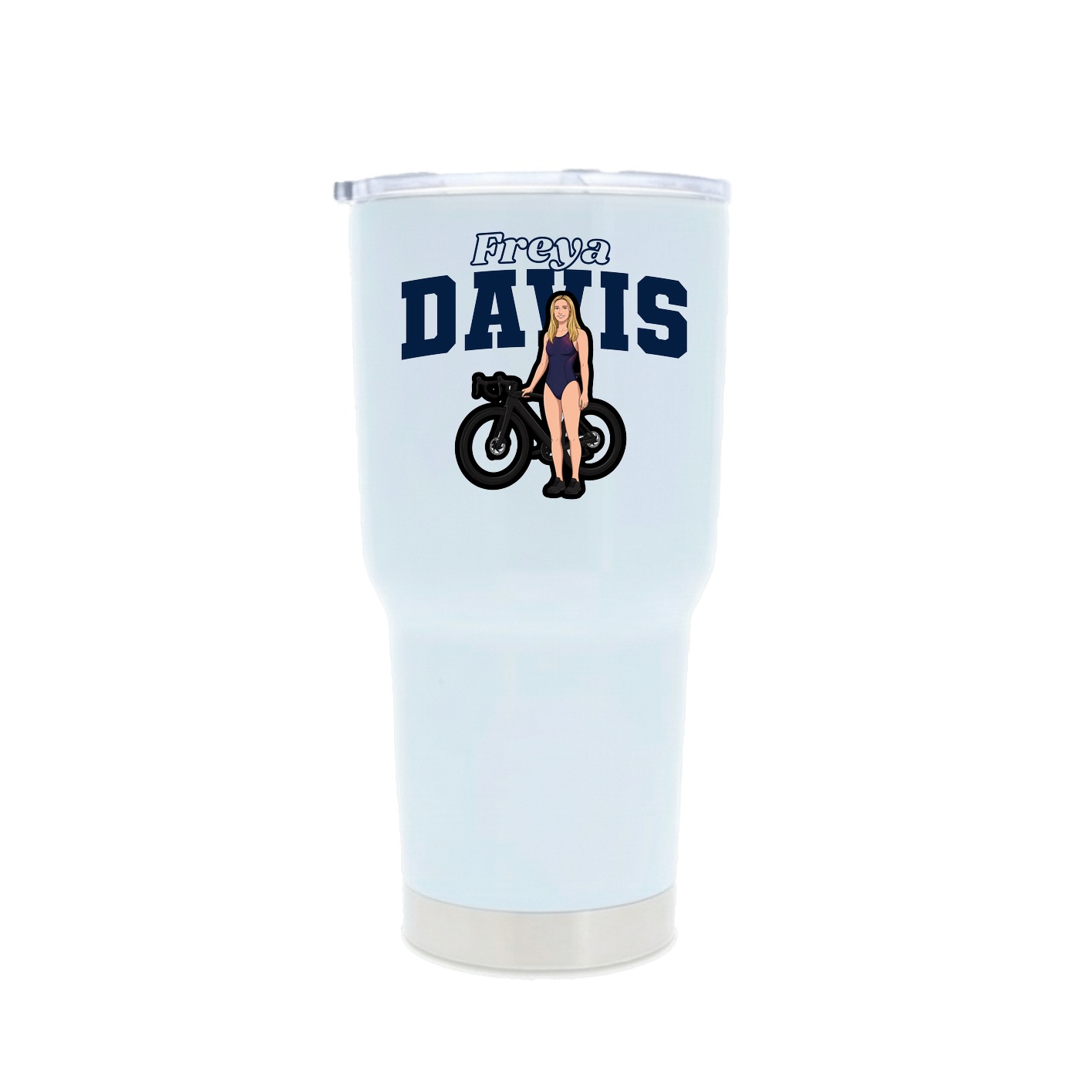 30oz Stainless Steel Tumbler — Name Arch in White