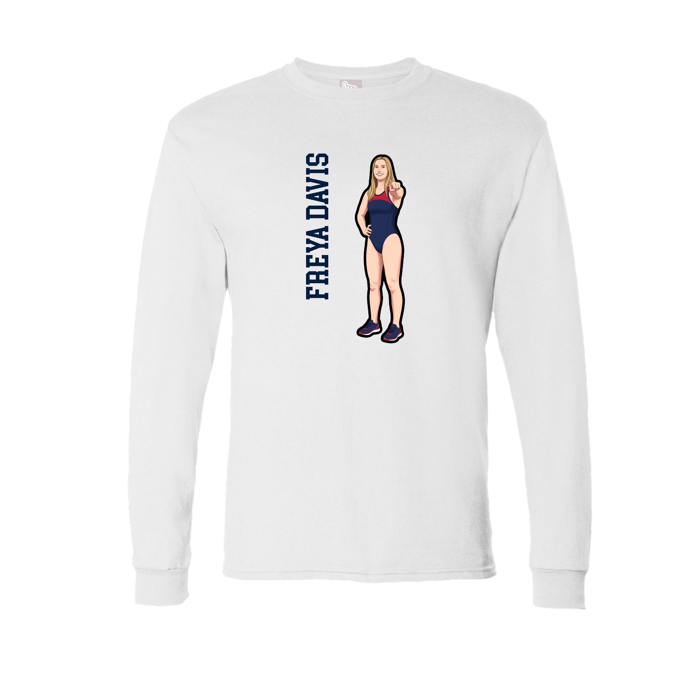 Long Sleeve Tee — Name Vertical in White