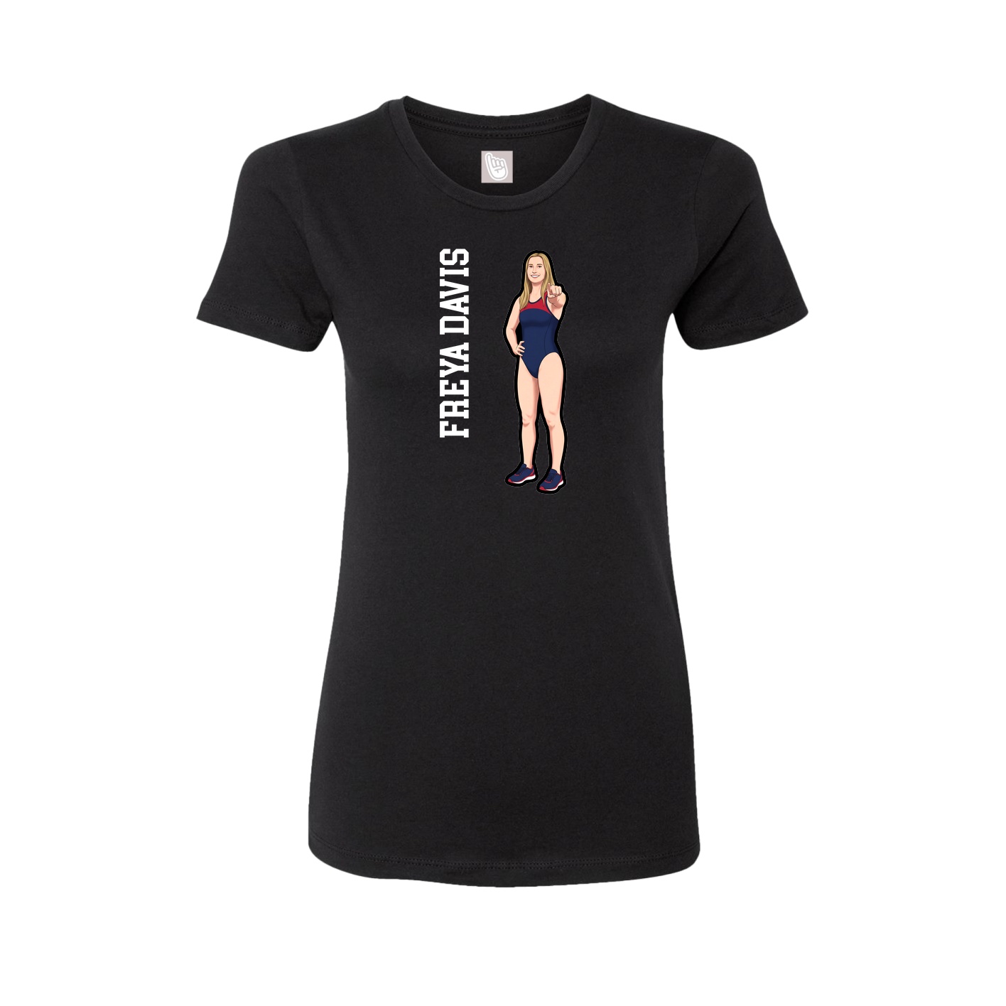 Fitted Women's Tee — Name Vertical in Black