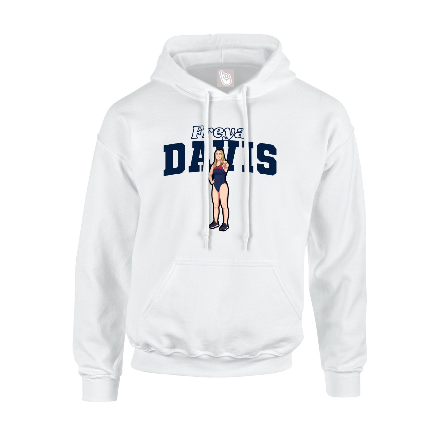 Youth Hoodie — Name Arch in White