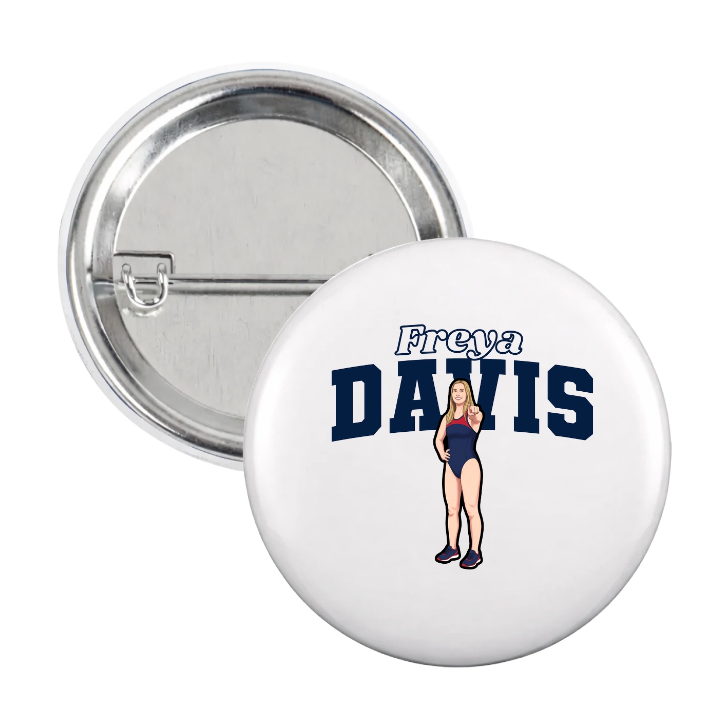 Game Day Button — Name Arch in White