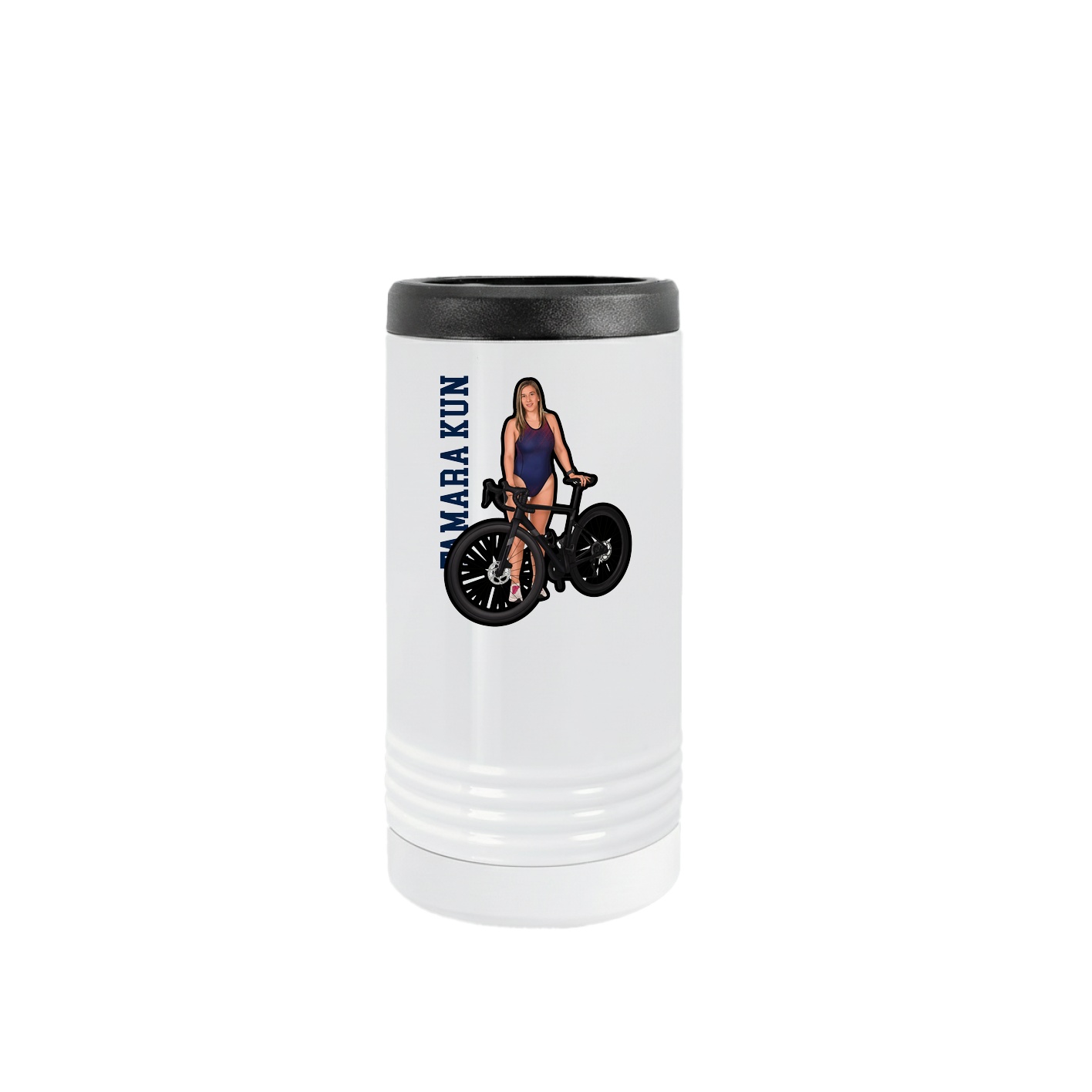 Slim Beverage Holder — Name Vertical in White